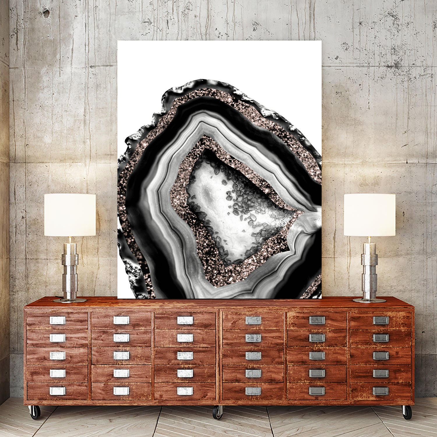 Agate Rose Gold Glitter Glam #4 #gem #decor #art by Anita & Bella Jantz on GIANT ART - gray photo illustration