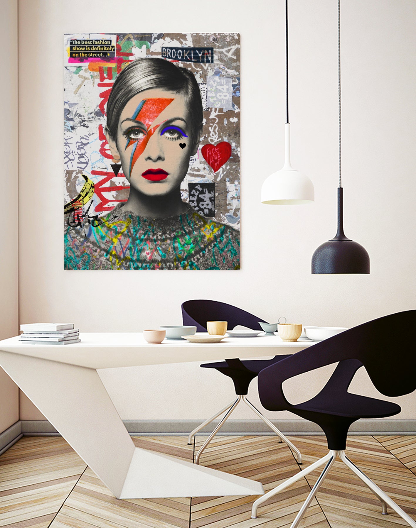 Twiggy street art by Ana Paula Hoppe on GIANT ART - red photo illustration
