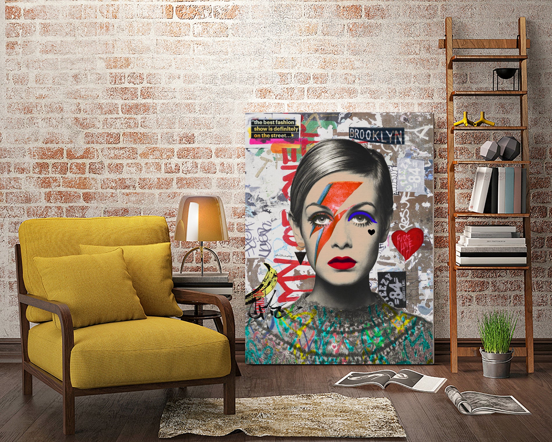 Twiggy street art by Ana Paula Hoppe on GIANT ART - red photo illustration