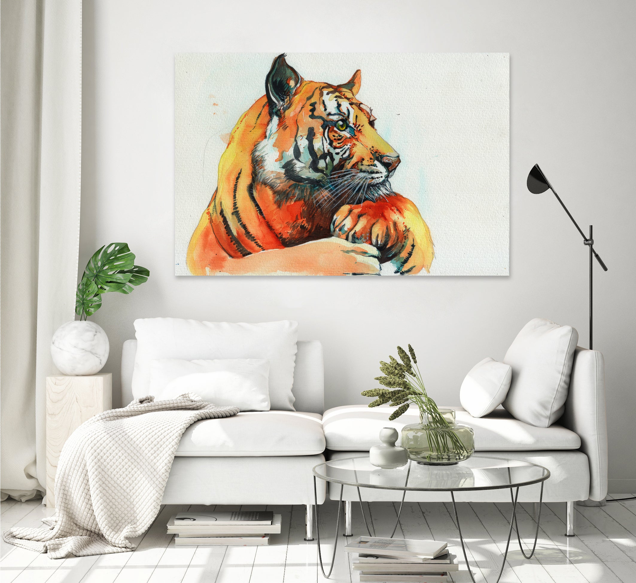 TIGER-THE-HUNTER by VICTOR ABARCA on GIANT ART - green mixed media