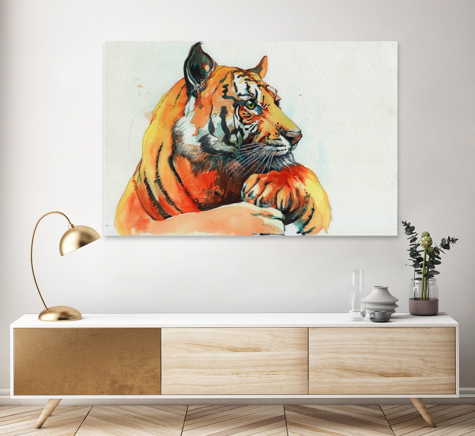 TIGER-THE-HUNTER by VICTOR ABARCA on GIANT ART - green mixed media
