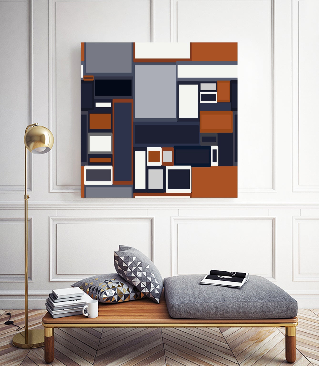 Navy & Rust Mid Century by Blerta Karahoda on GIANT ART - blue digital drawing