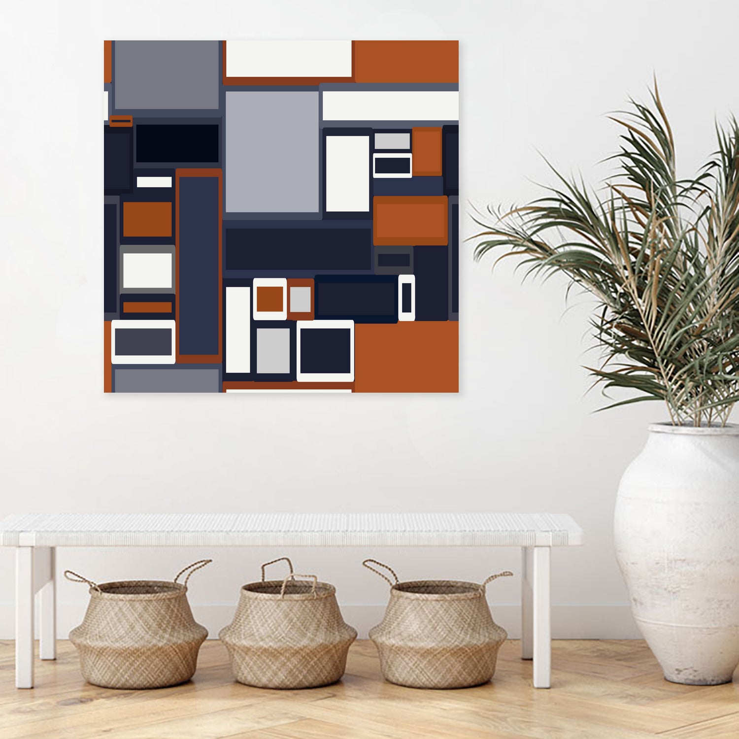 Navy & Rust Mid Century by Blerta Karahoda on GIANT ART - blue digital drawing