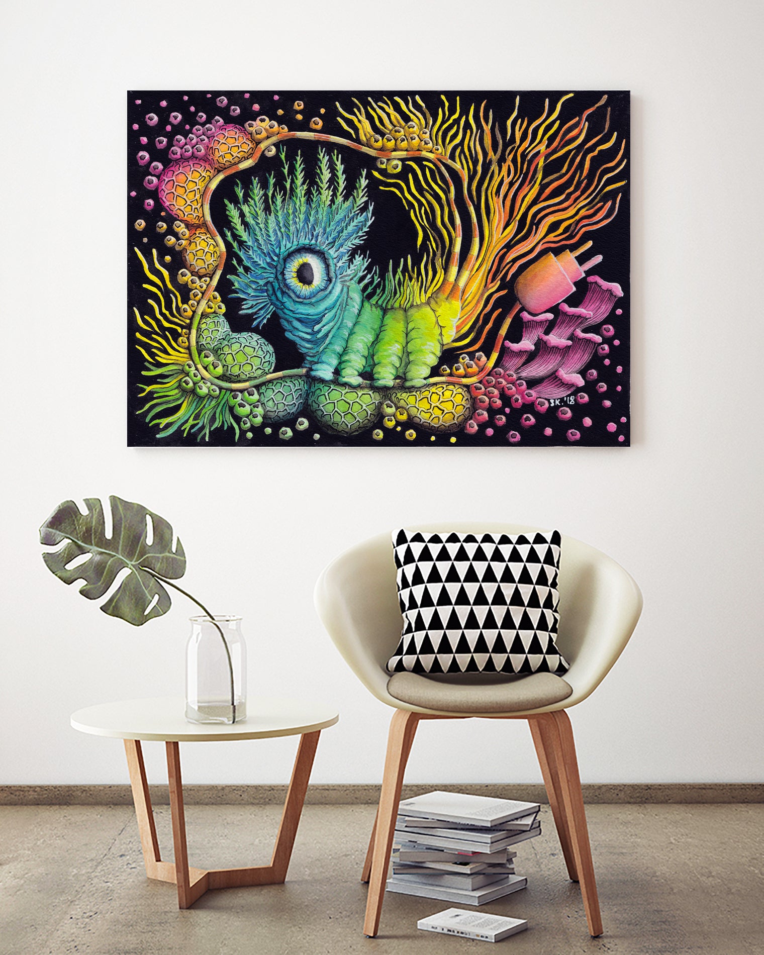 Caterpillar (Unplug) by Stephanie KILGAST on GIANT ART - blue mixed media