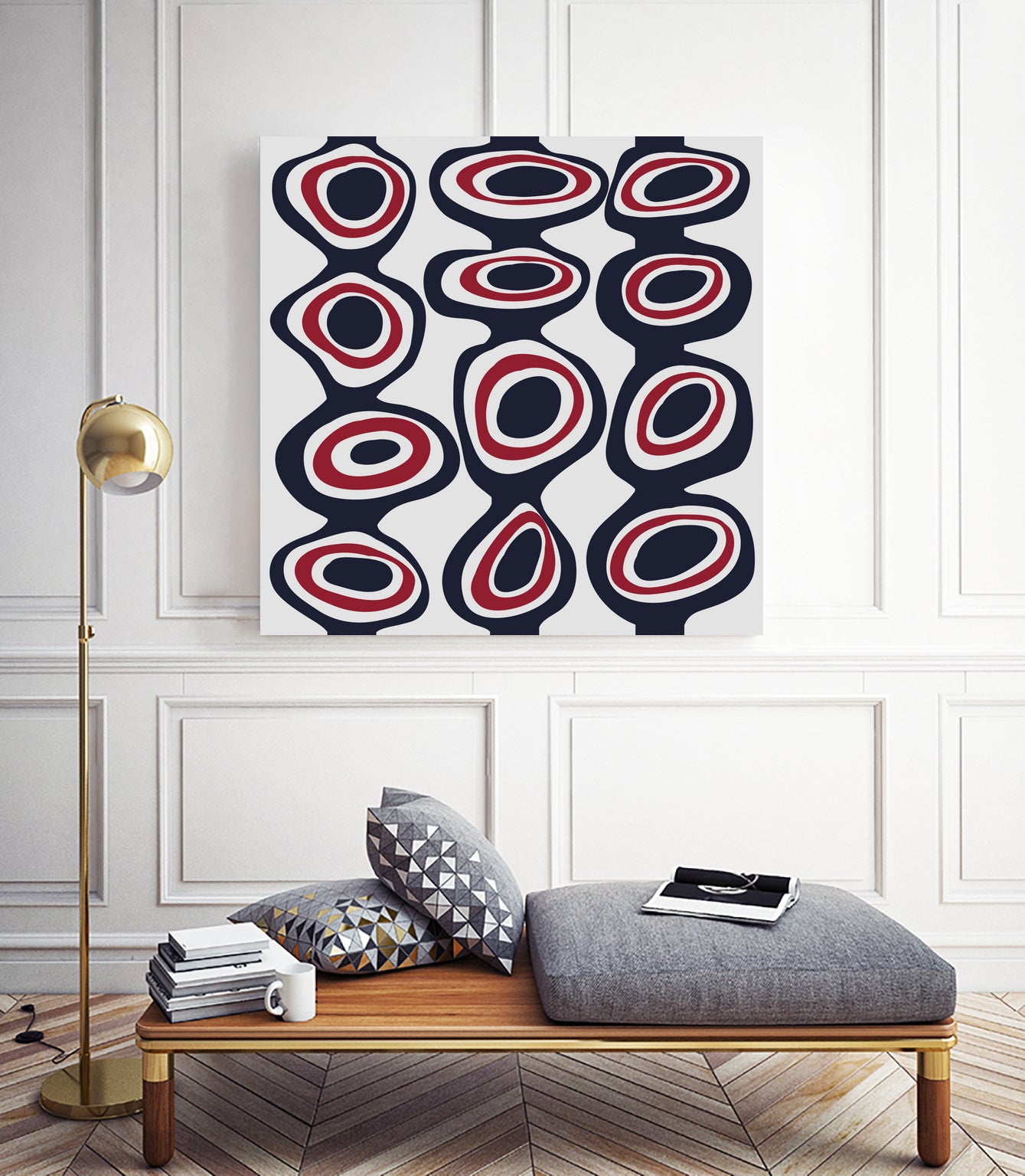 Cells - Navy Red by Blerta Karahoda on GIANT ART - blue digital painting