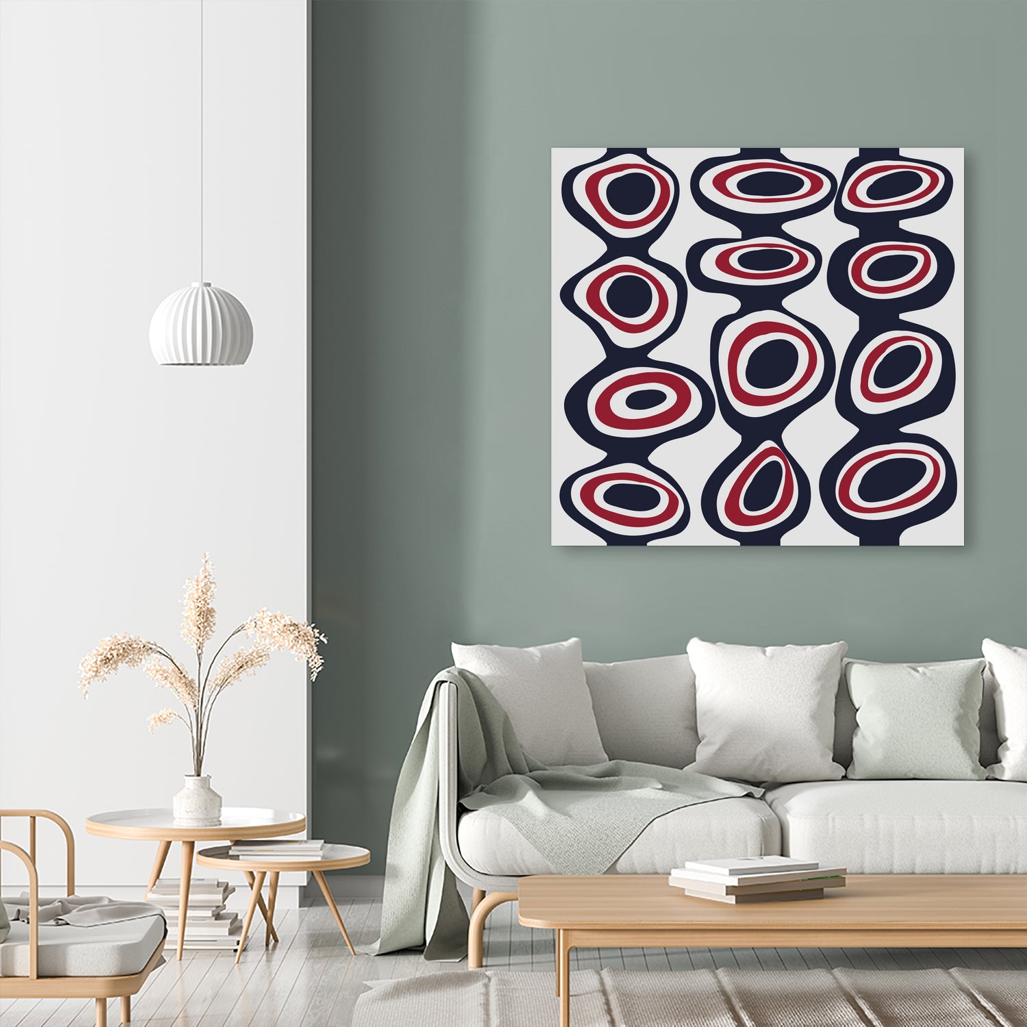 Cells - Navy Red by Blerta Karahoda on GIANT ART - blue digital painting