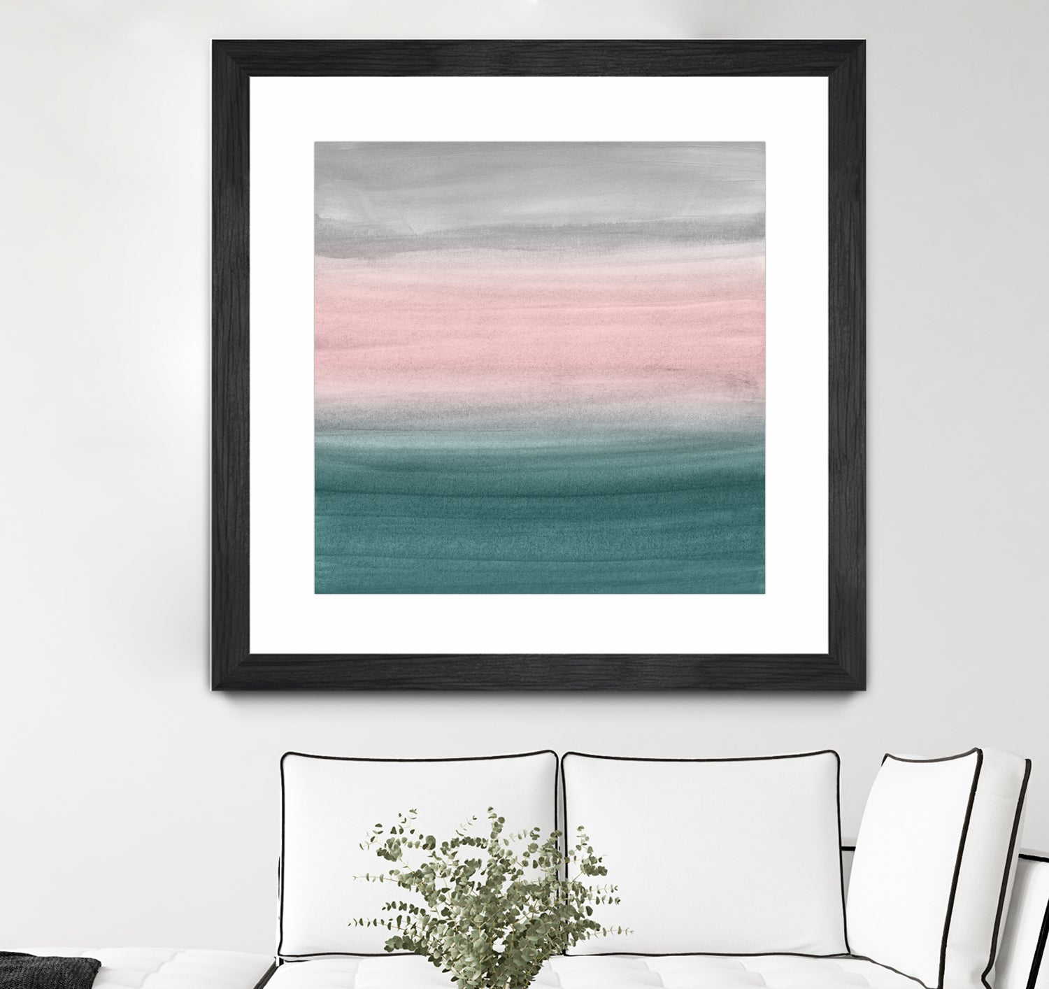 Touching Teal Blush Gray Watercolor Abstract #1 #painting by Anita & Bella Jantz on GIANT ART - green digital painting