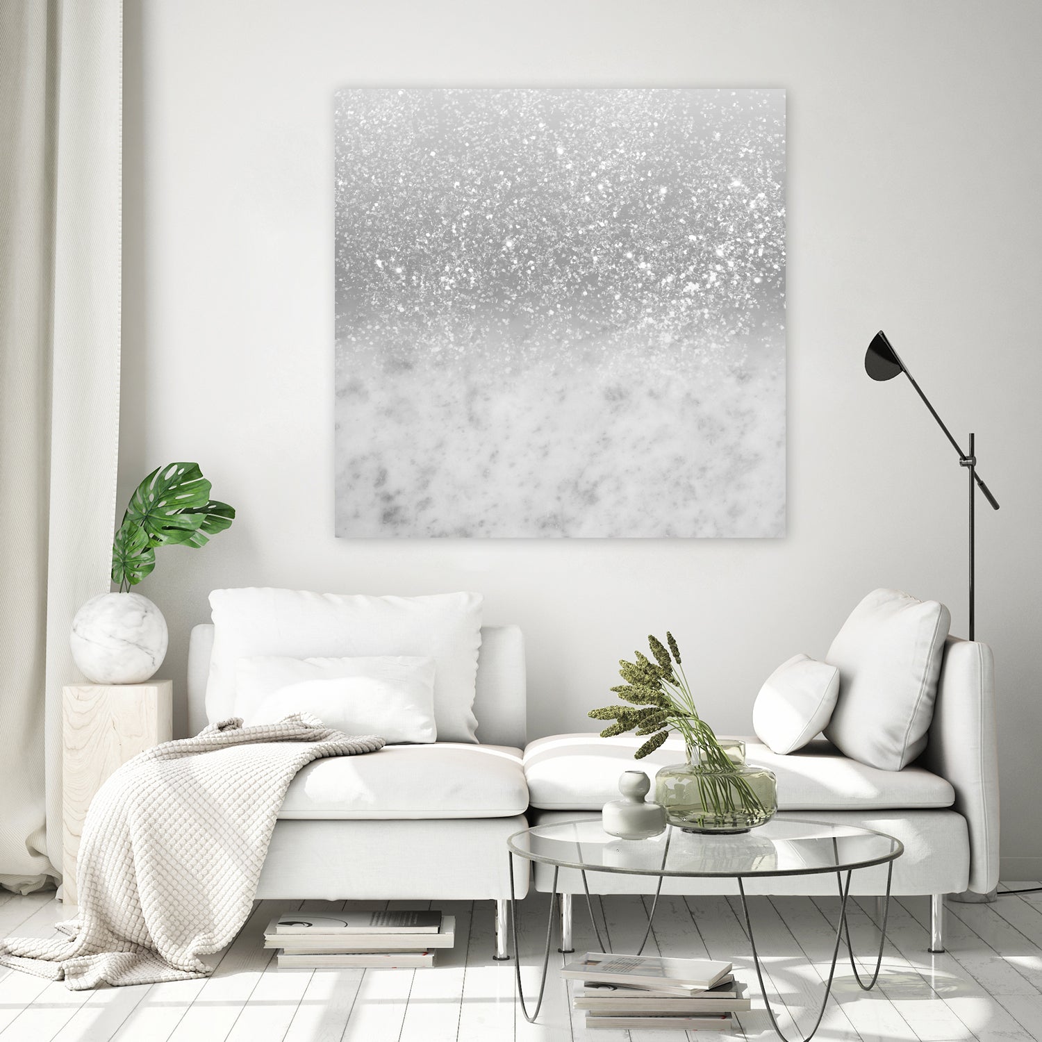 White Marble Silver Ombre Glitter Glam #1 #shiny #gem #decor by Anita & Bella Jantz on GIANT ART - gray photo illustration