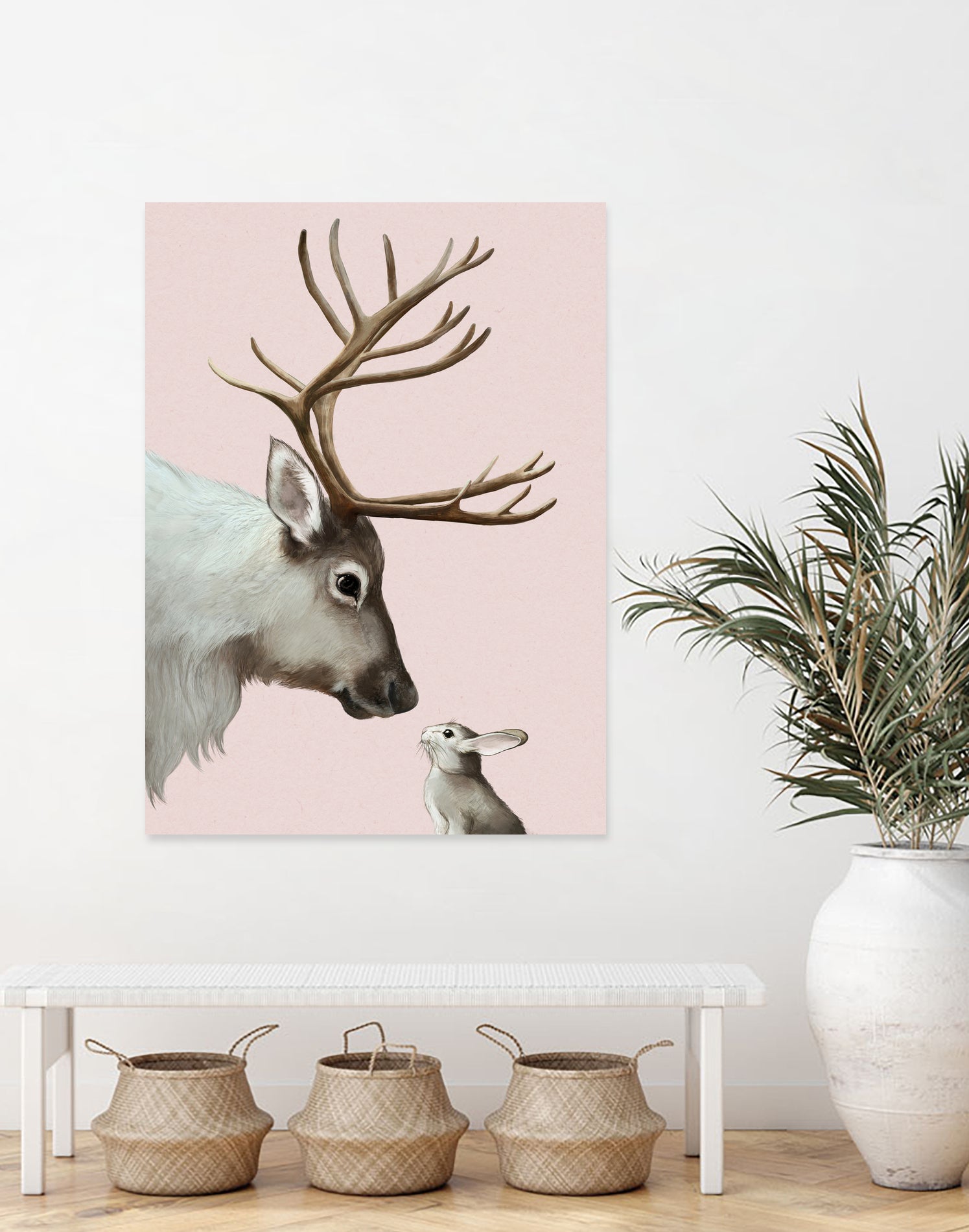 reindeer and rabbit by Laura Graves on GIANT ART - pink digital painting