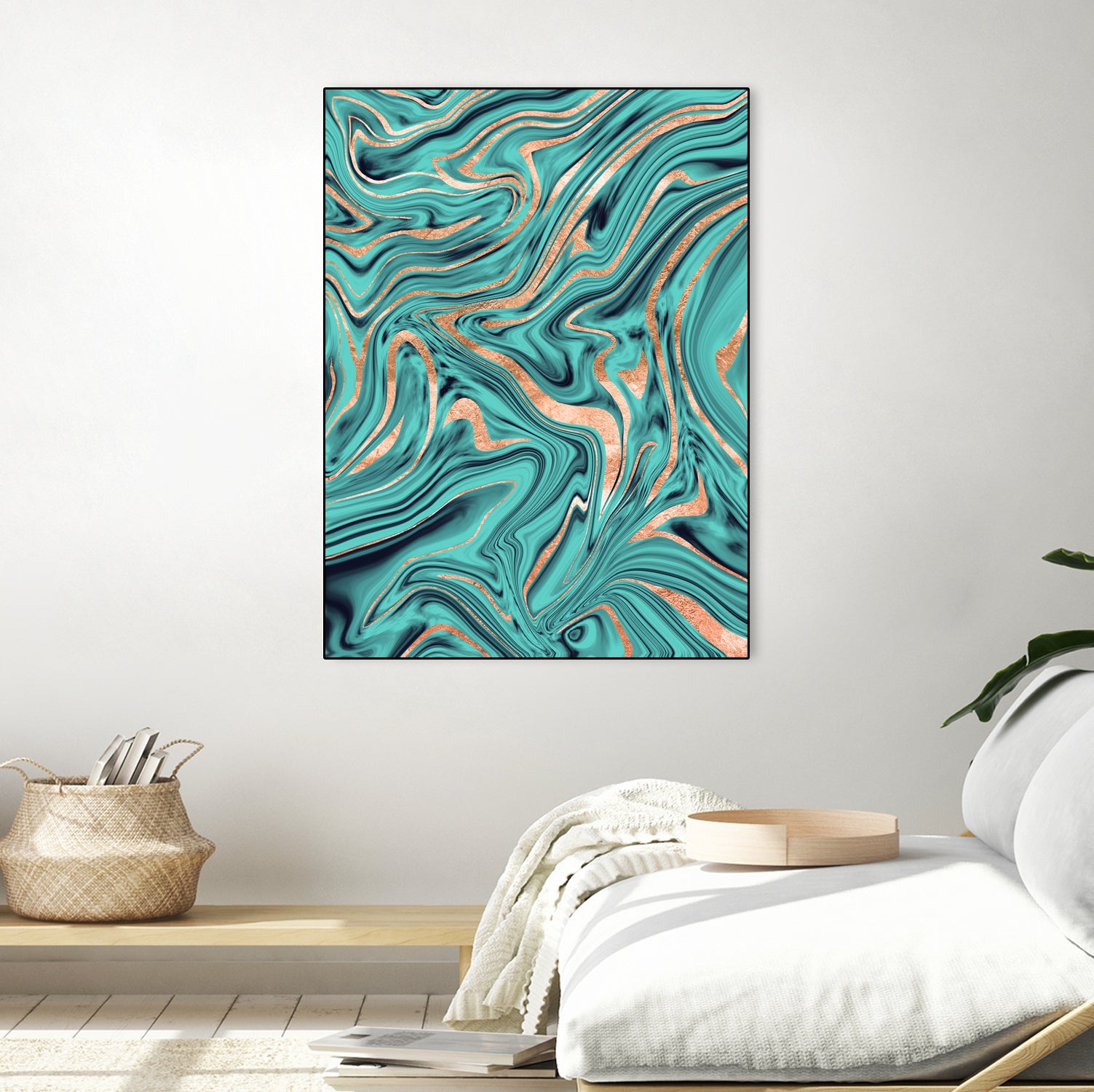 Soft Turquoise Rose Gold Marble #1 #decor #art by Anita & Bella Jantz on GIANT ART - green digital painting