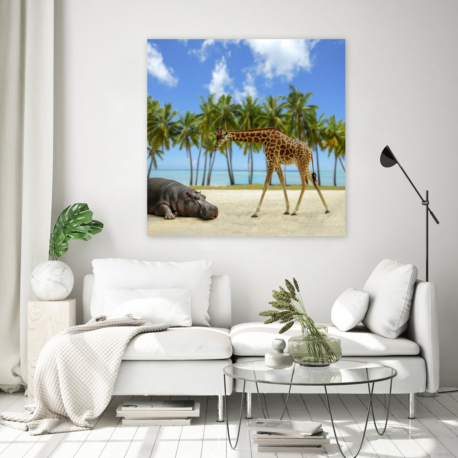 giraffe and hippo by Artem Avetisyan on GIANT ART - brown photo illustration