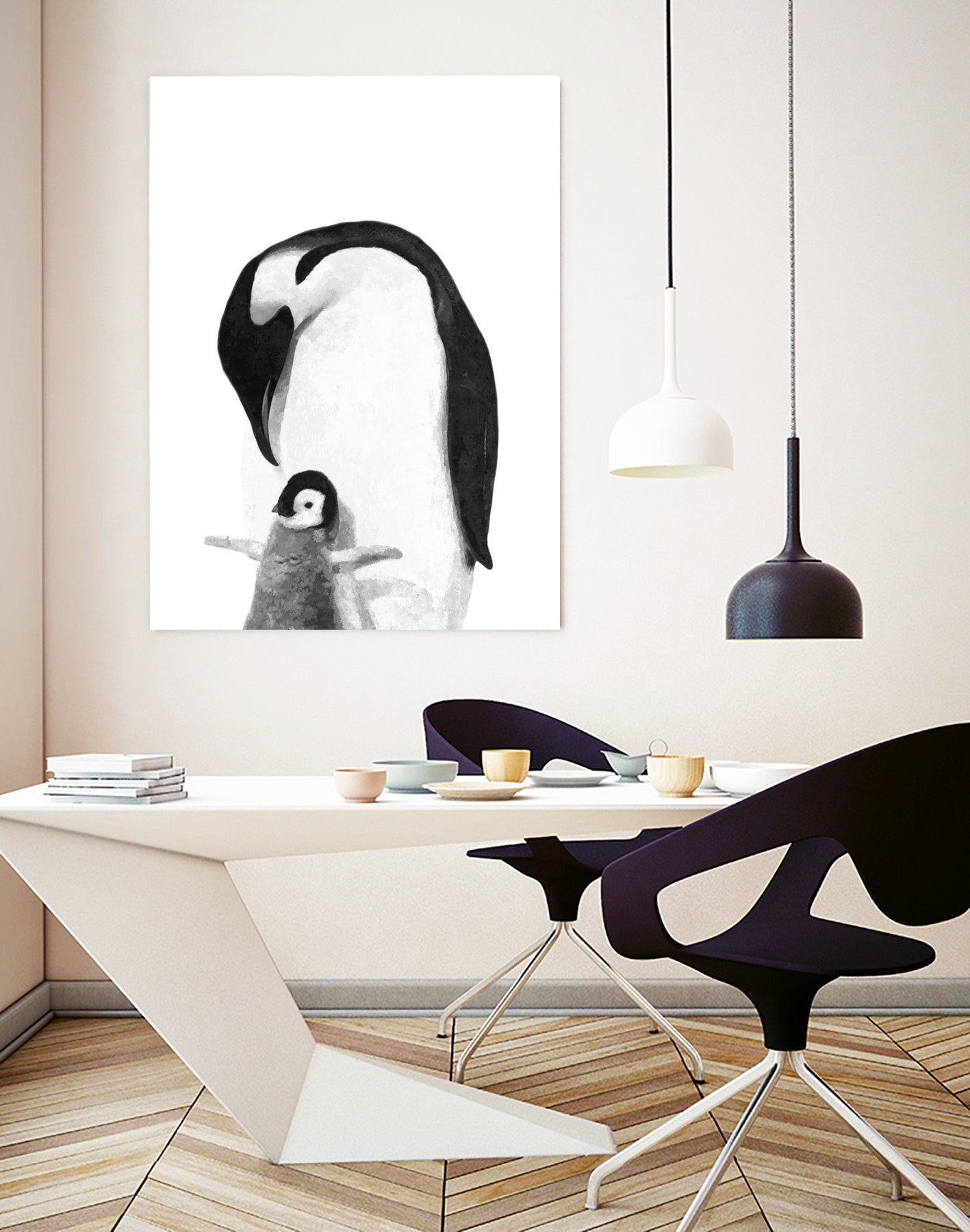 Black and White Penguins by Alessandra Minervini on GIANT ART - black digital painting