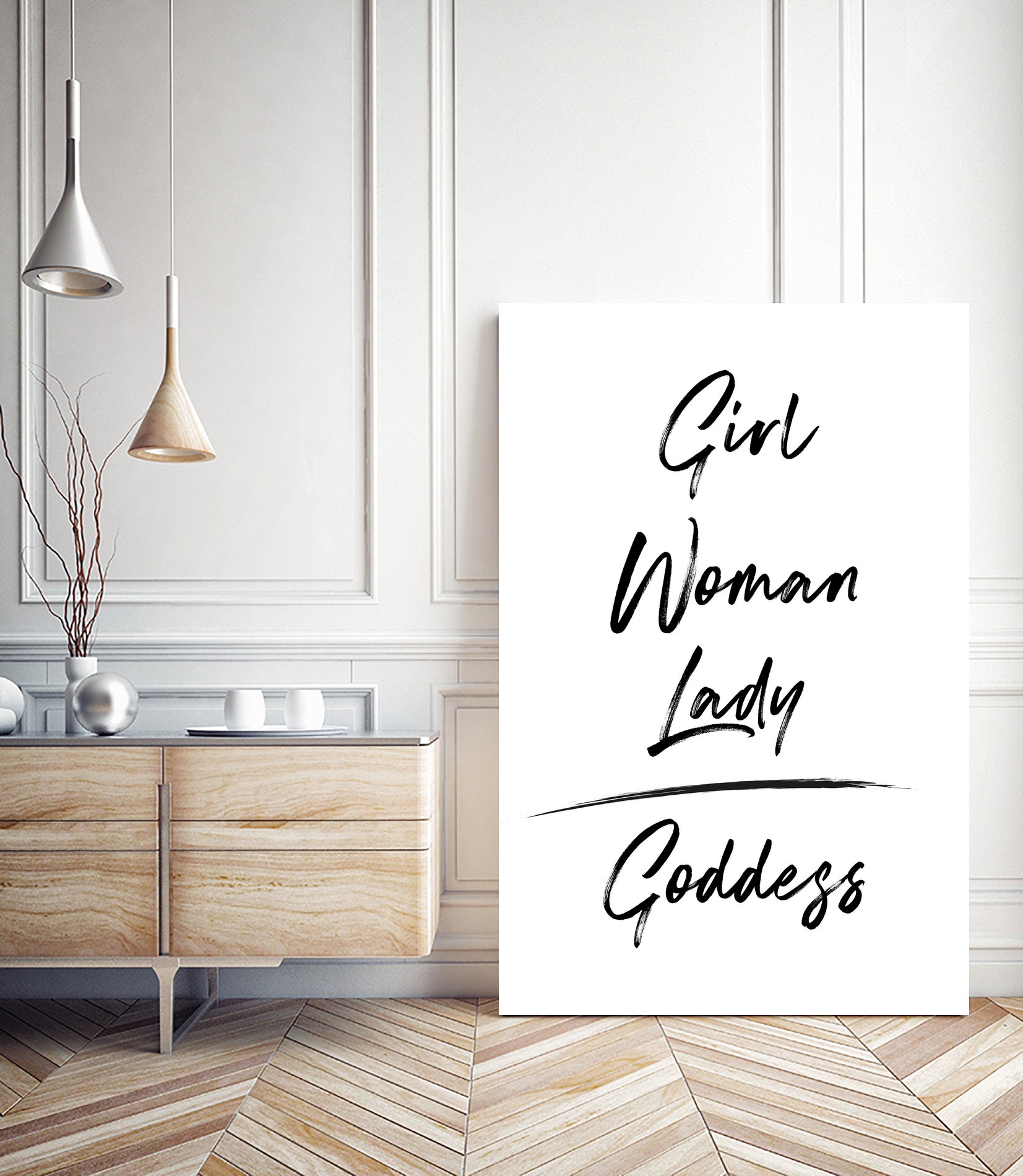 Girl Woman Lady = Goddess | Black and White Edition by Anastasia Sawall on GIANT ART - black typography