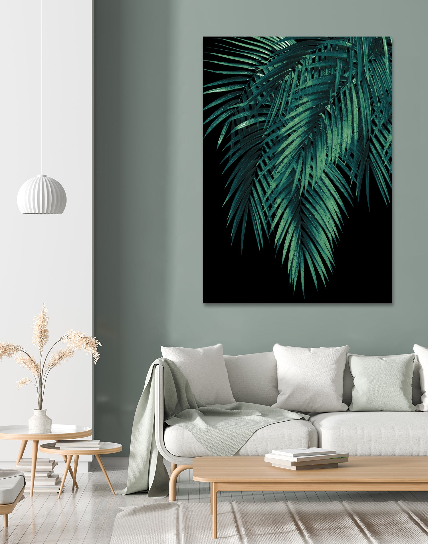 Palm Leaves Green Night Vibes #1 #tropical #decor #art by Anita & Bella Jantz on GIANT ART - green photo illustration