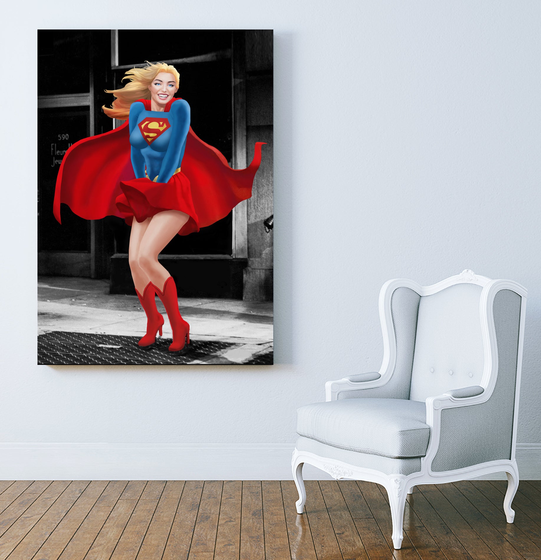 Supergirl a a Marilyn by Dan Avenell on GIANT ART - red digital painting