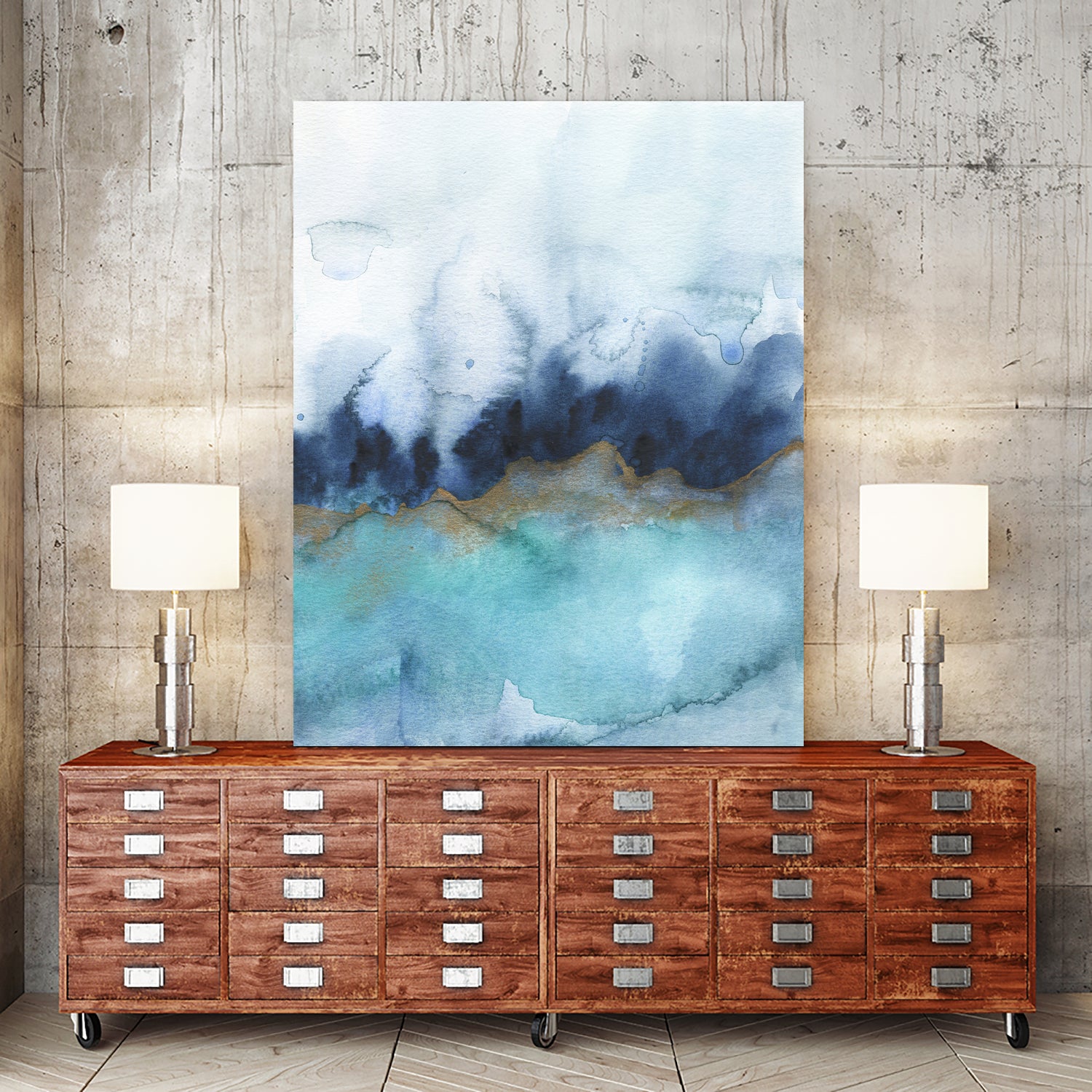 mystic abstract watercolor by Jen Merli on GIANT ART - blue mixed media