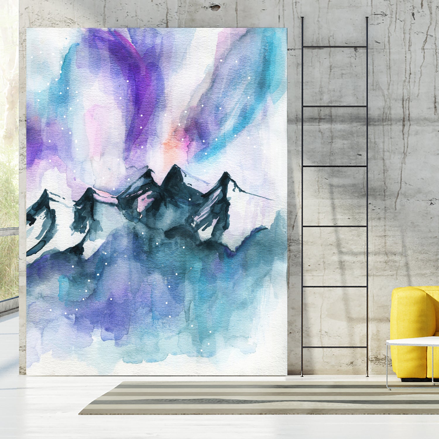 Mountain Magic Watercolor by Jen Merli on GIANT ART - blue mixed media