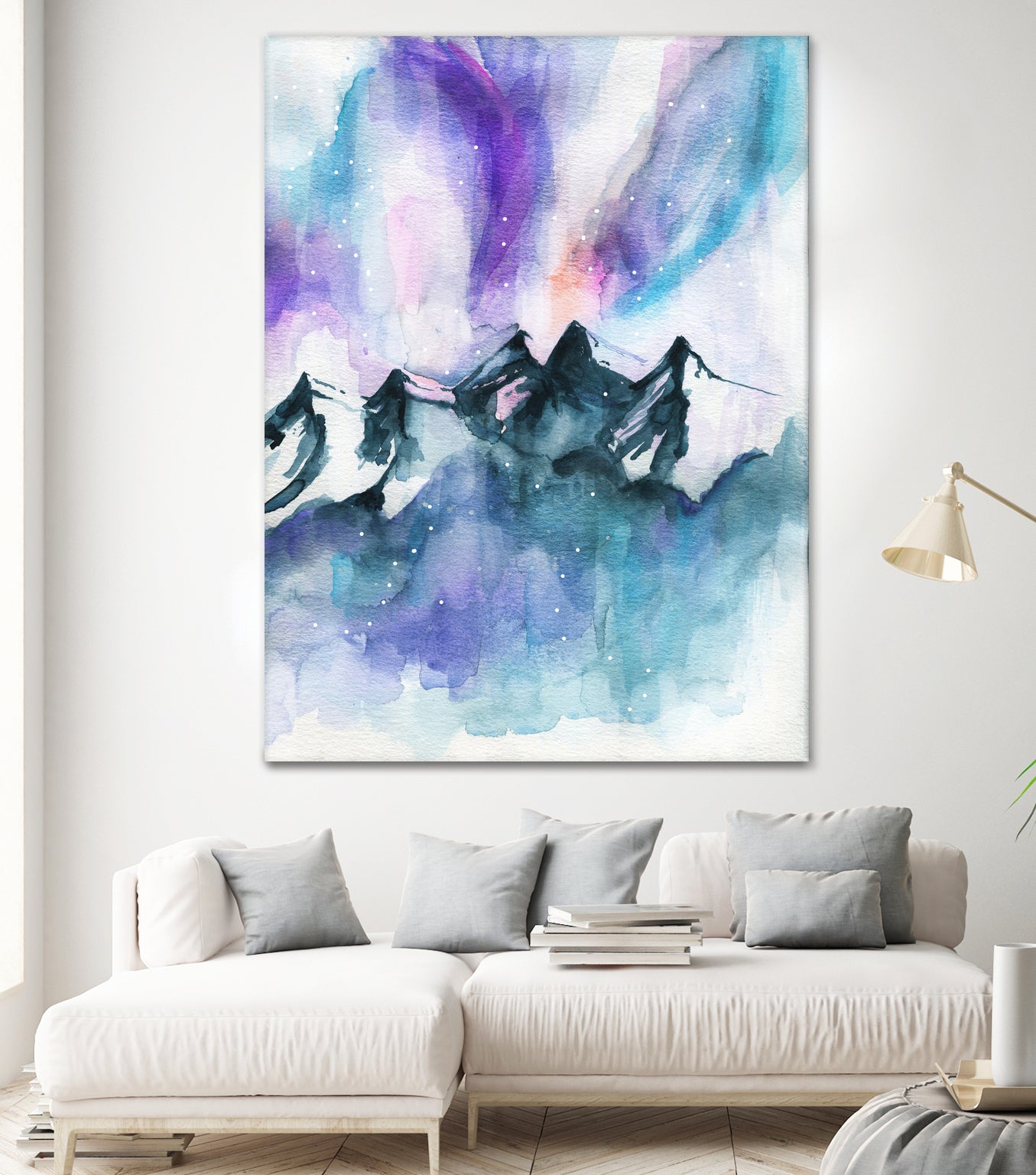 Mountain Magic Watercolor by Jen Merli on GIANT ART - blue mixed media