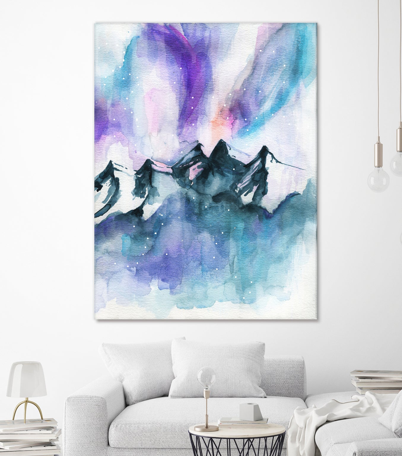 Mountain Magic Watercolor by Jen Merli on GIANT ART - blue mixed media
