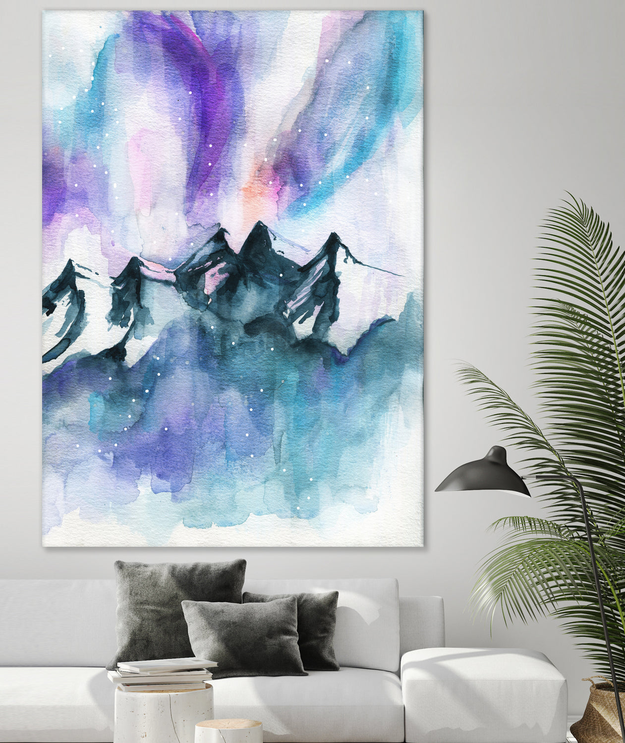 Mountain Magic Watercolor by Jen Merli on GIANT ART - blue mixed media