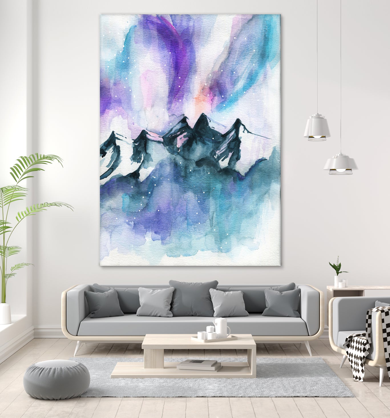 Mountain Magic Watercolor by Jen Merli on GIANT ART - blue mixed media