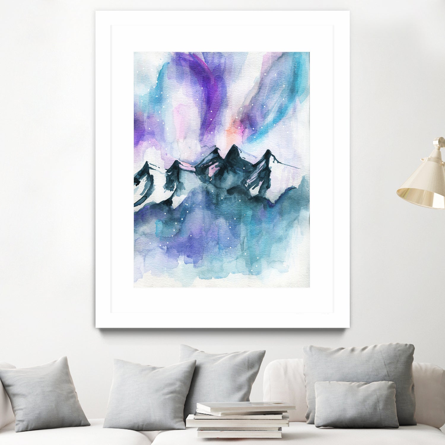 Mountain Magic Watercolor by Jen Merli on GIANT ART - blue mixed media