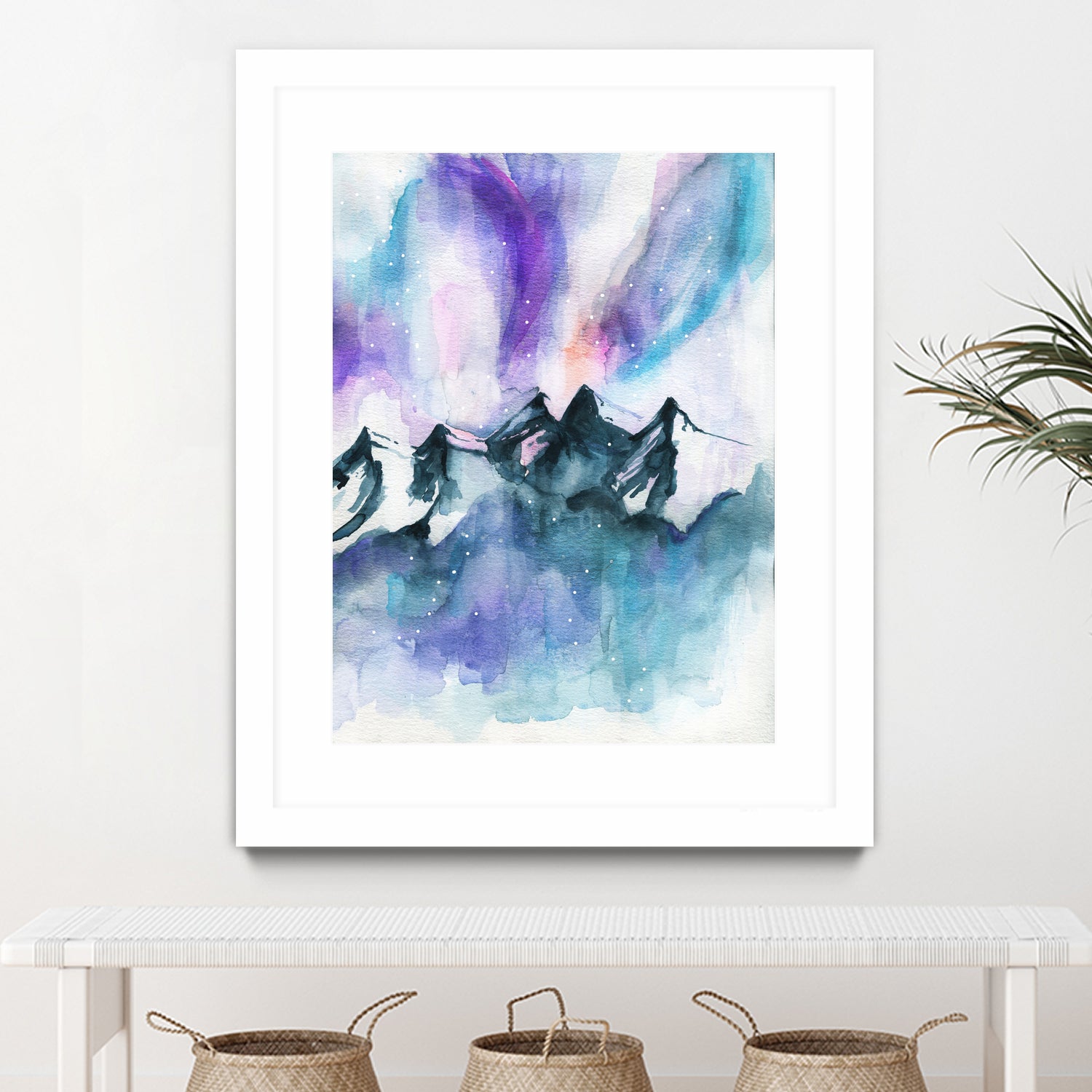 Mountain Magic Watercolor by Jen Merli on GIANT ART - blue mixed media