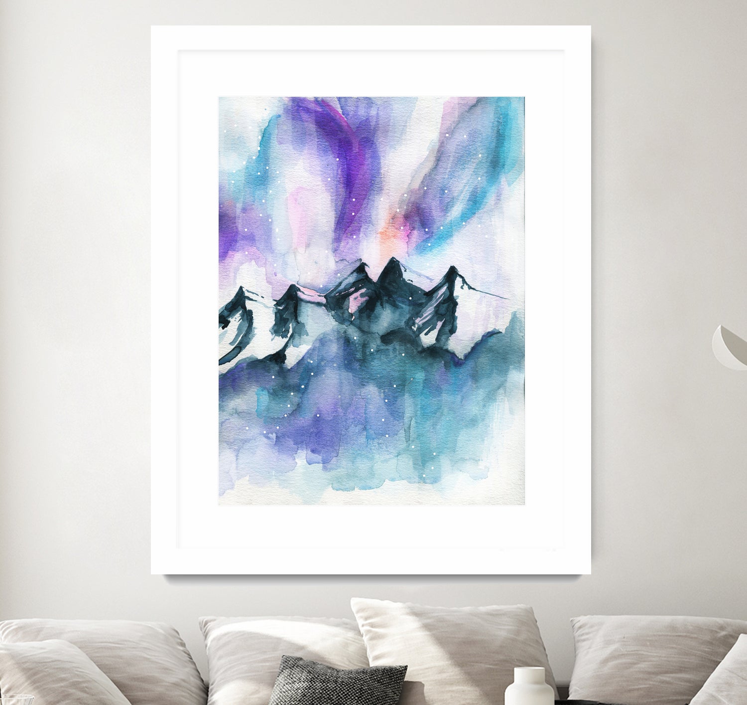Mountain Magic Watercolor by Jen Merli on GIANT ART - blue mixed media