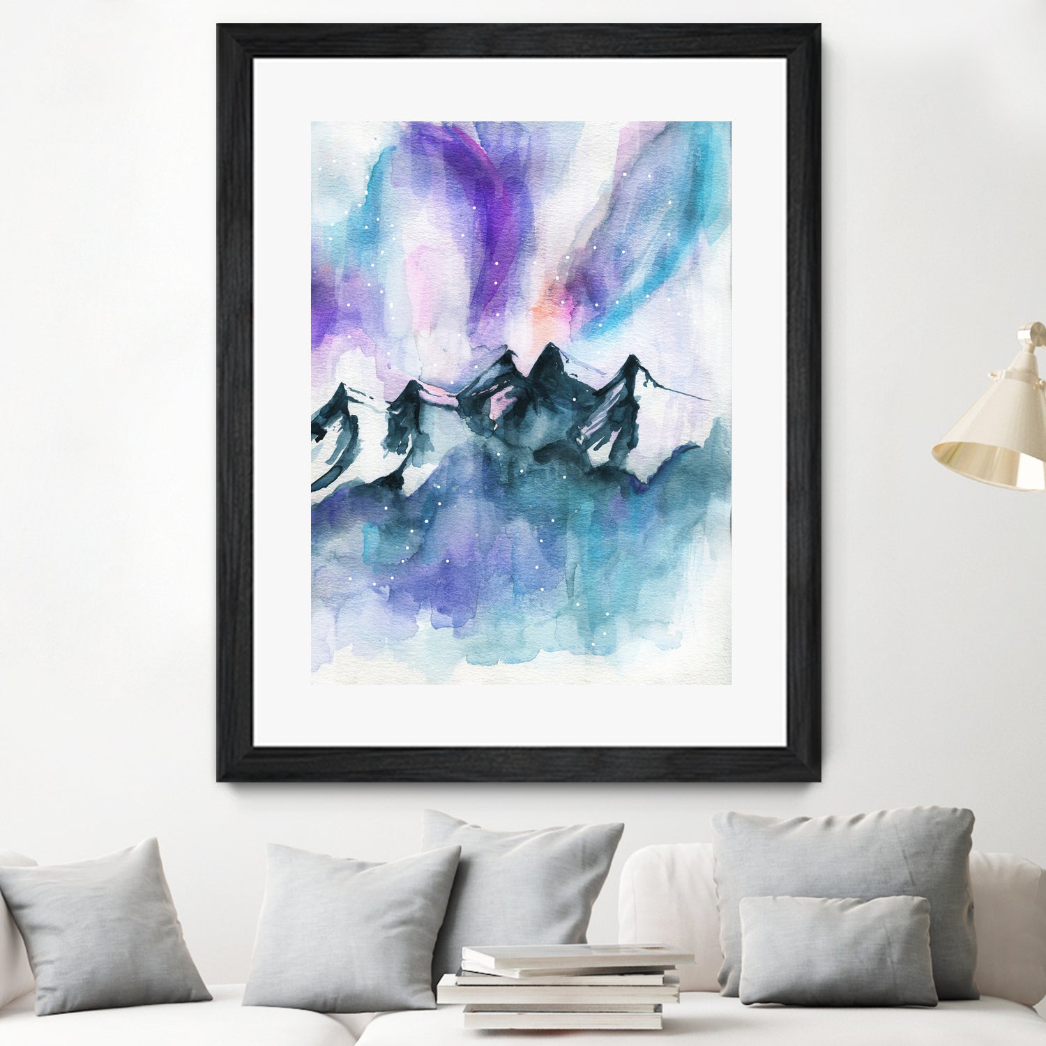Mountain Magic Watercolor by Jen Merli on GIANT ART - blue mixed media