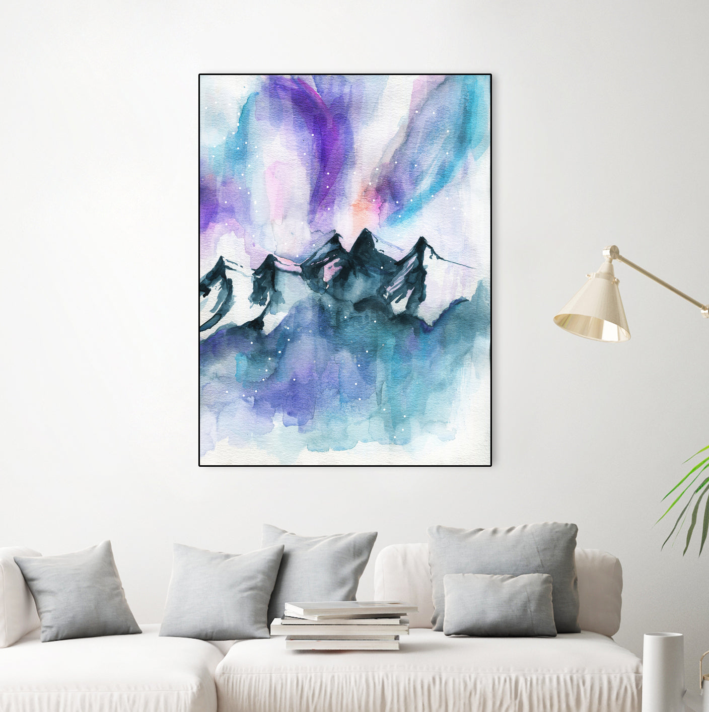 Mountain Magic Watercolor by Jen Merli on GIANT ART - blue mixed media
