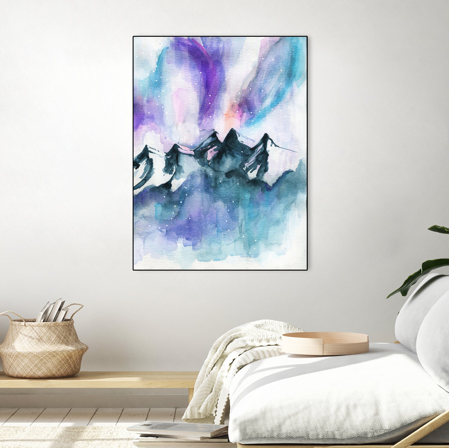 Mountain Magic Watercolor by Jen Merli on GIANT ART - blue mixed media