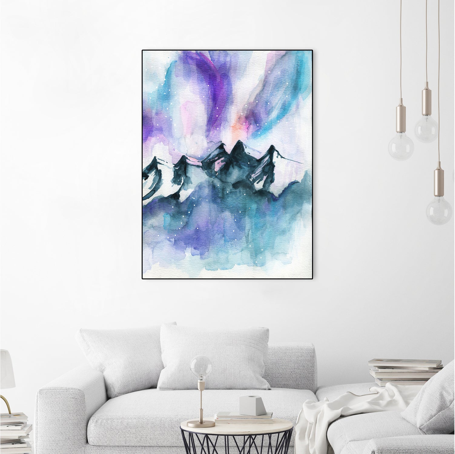 Mountain Magic Watercolor by Jen Merli on GIANT ART - blue mixed media