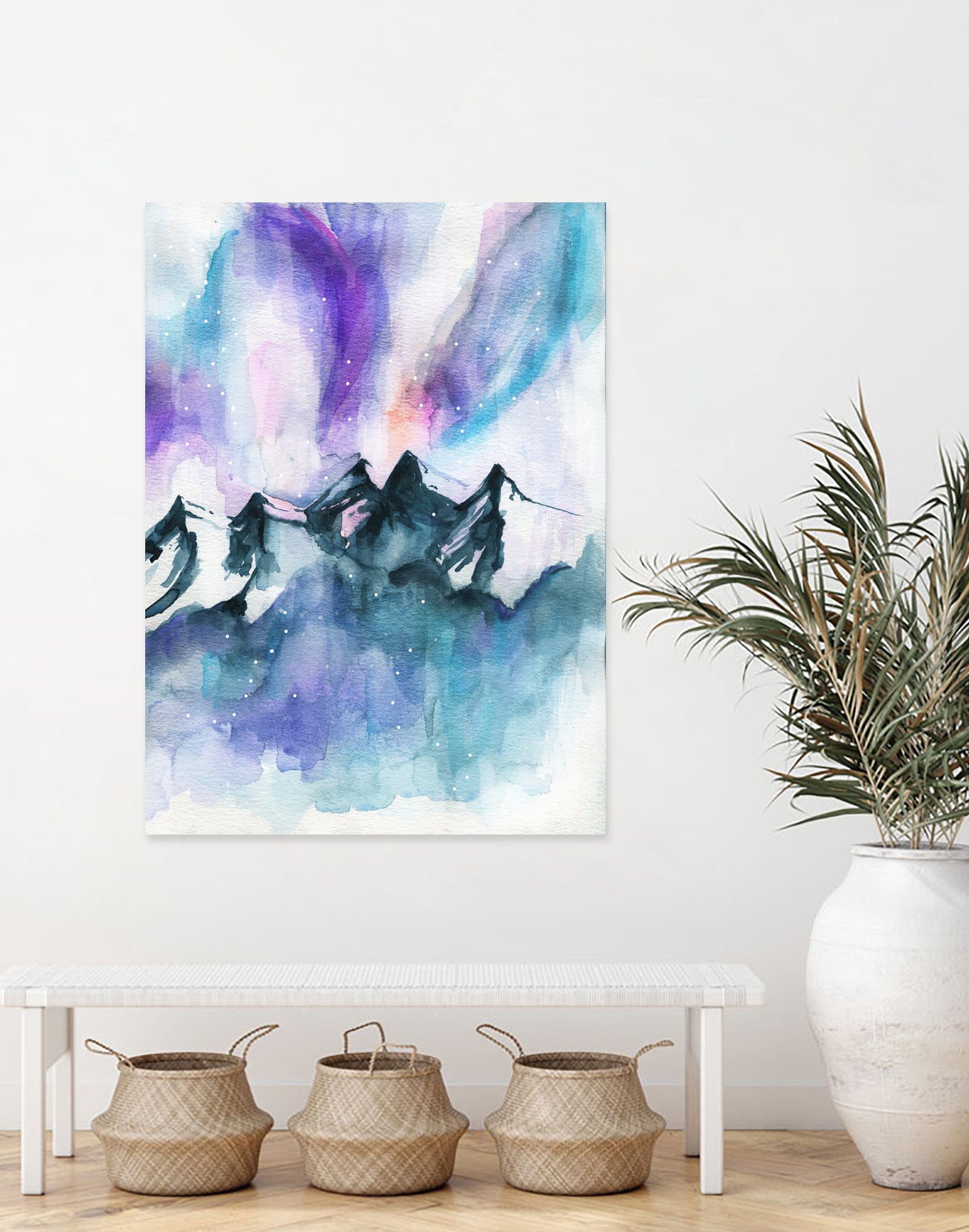 Mountain Magic Watercolor by Jen Merli on GIANT ART - blue mixed media