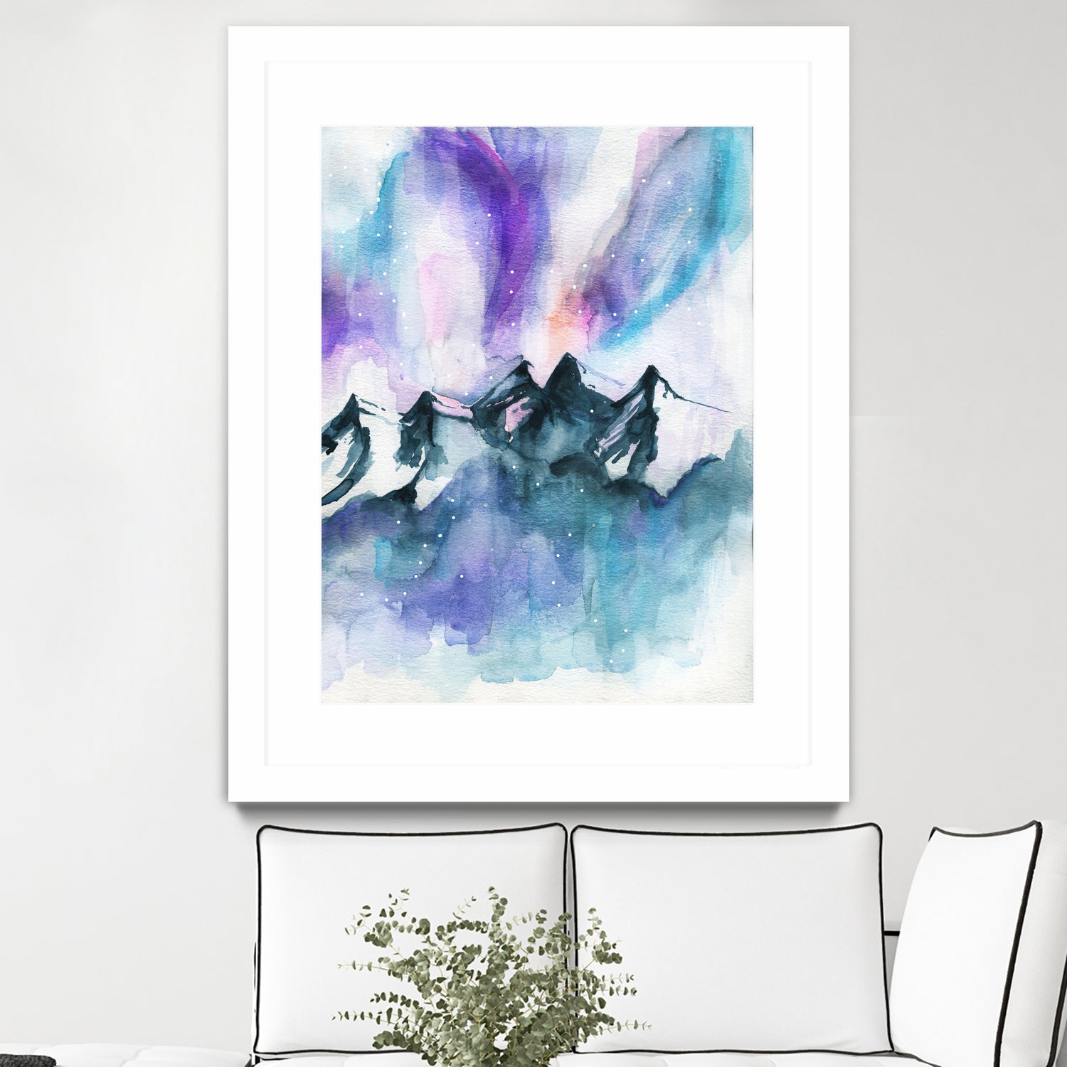 Mountain Magic Watercolor by Jen Merli on GIANT ART - blue mixed media