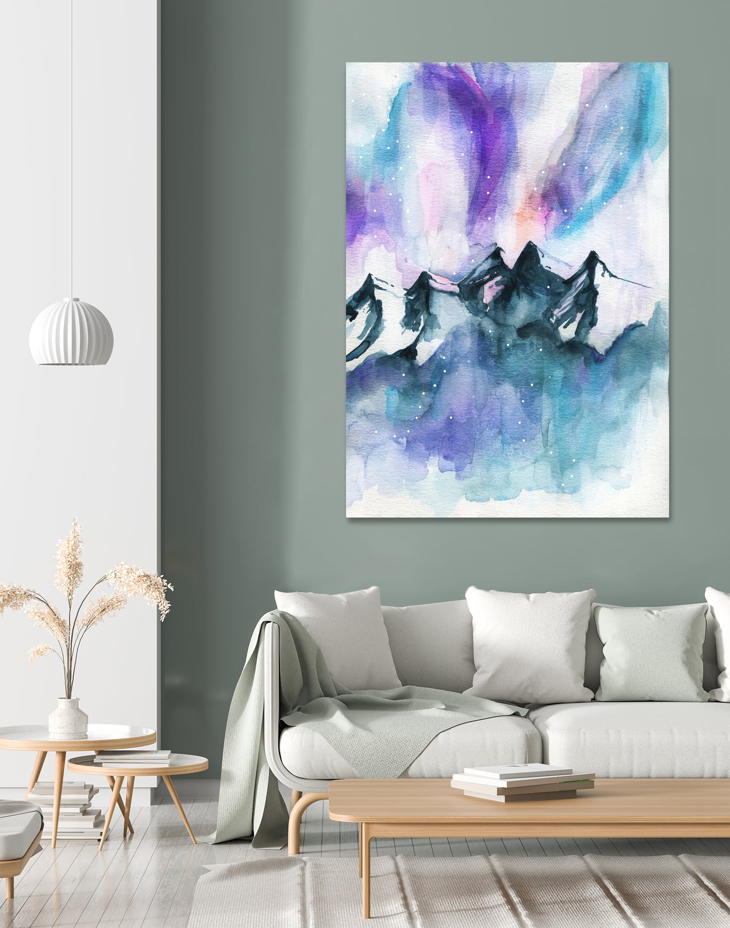 Mountain Magic Watercolor by Jen Merli on GIANT ART - blue mixed media