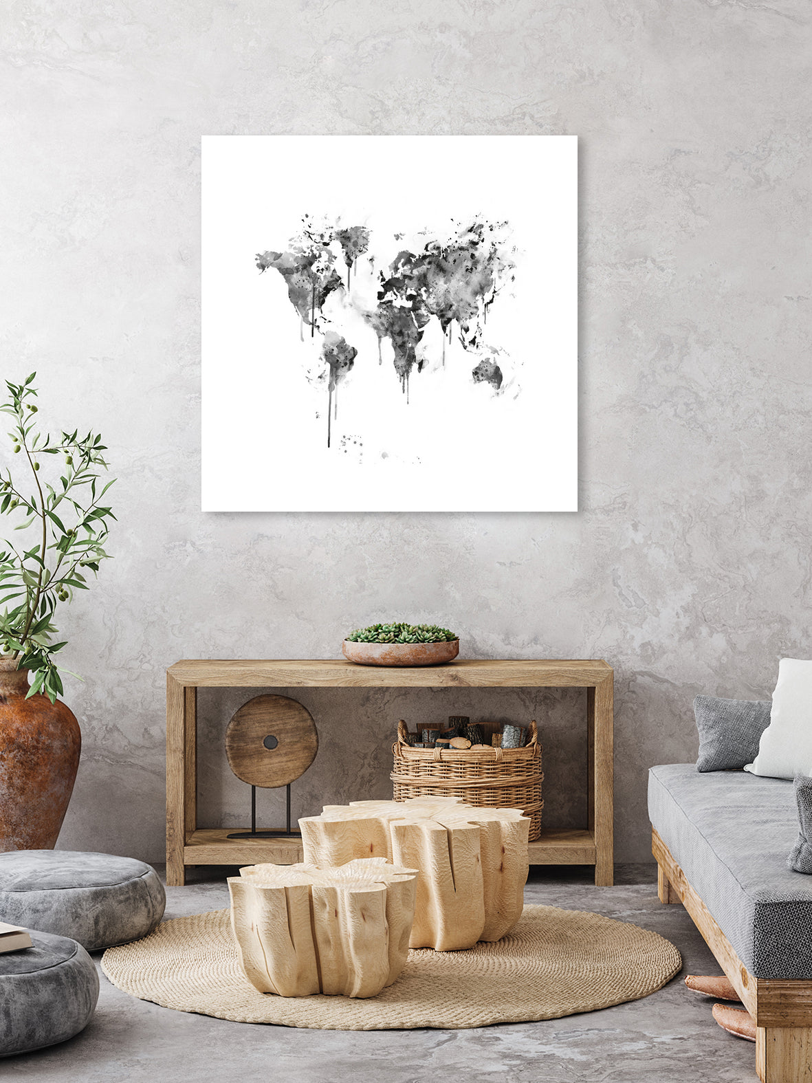 World Map by Monn Print on GIANT ART - white digital painting