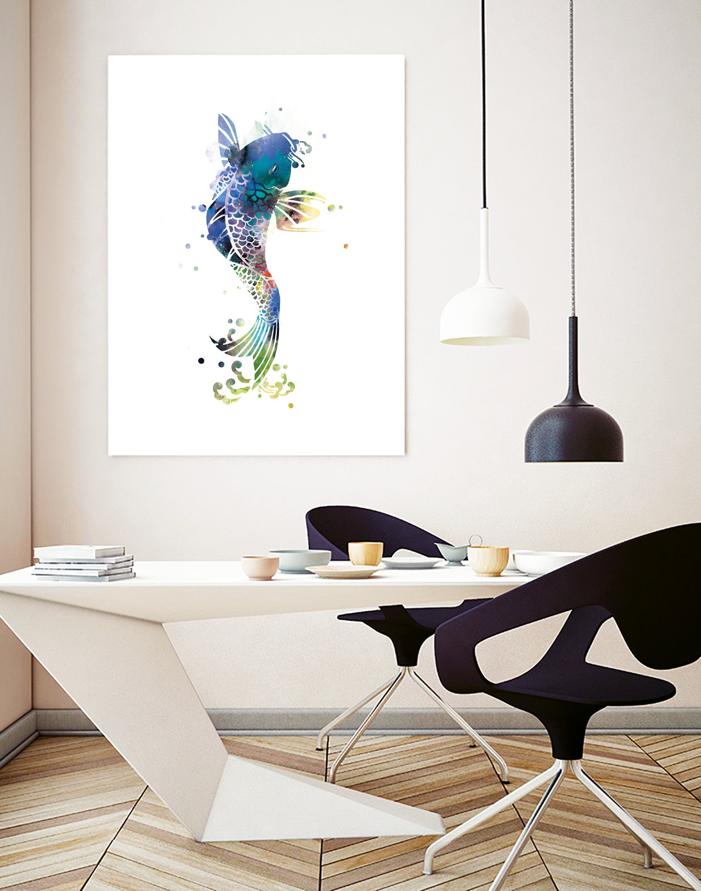Koi Fish by Monn Print on GIANT ART - white digital painting