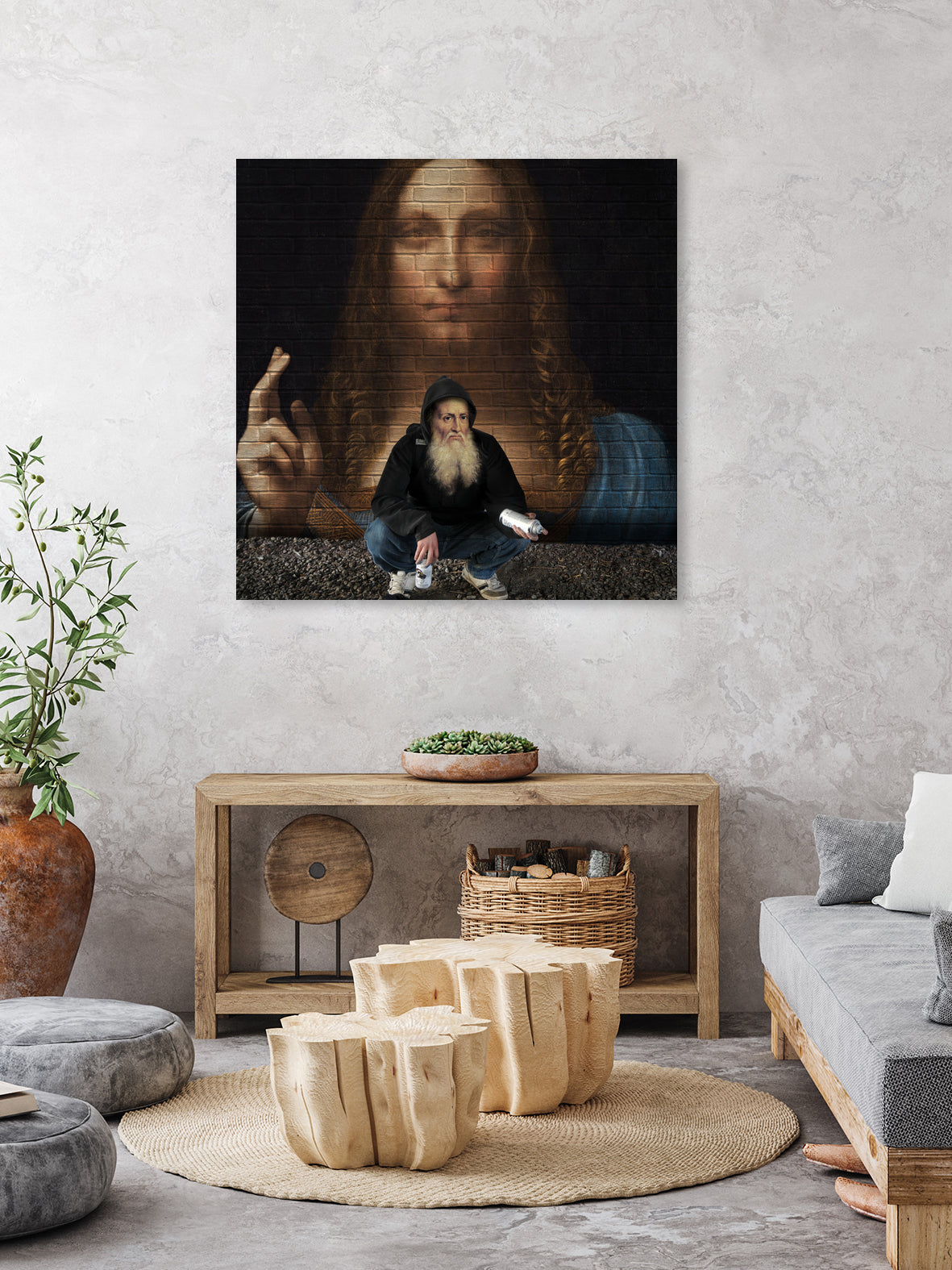 Street Art (Leonardo da Vinci) by Mehmet Geren on GIANT ART - brown photo manipulation