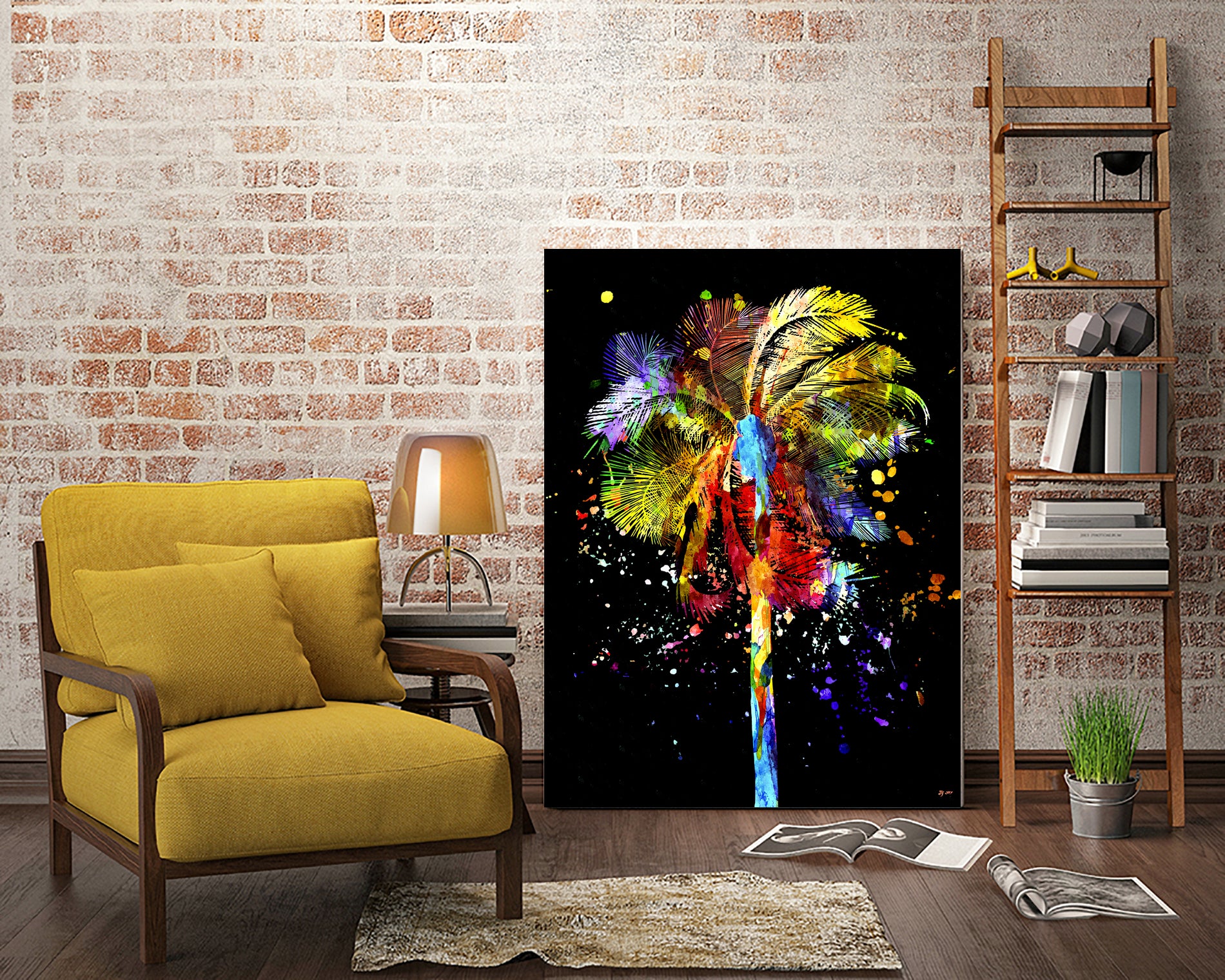 Palm Tree by Daniel Janda on GIANT ART - black mixed media