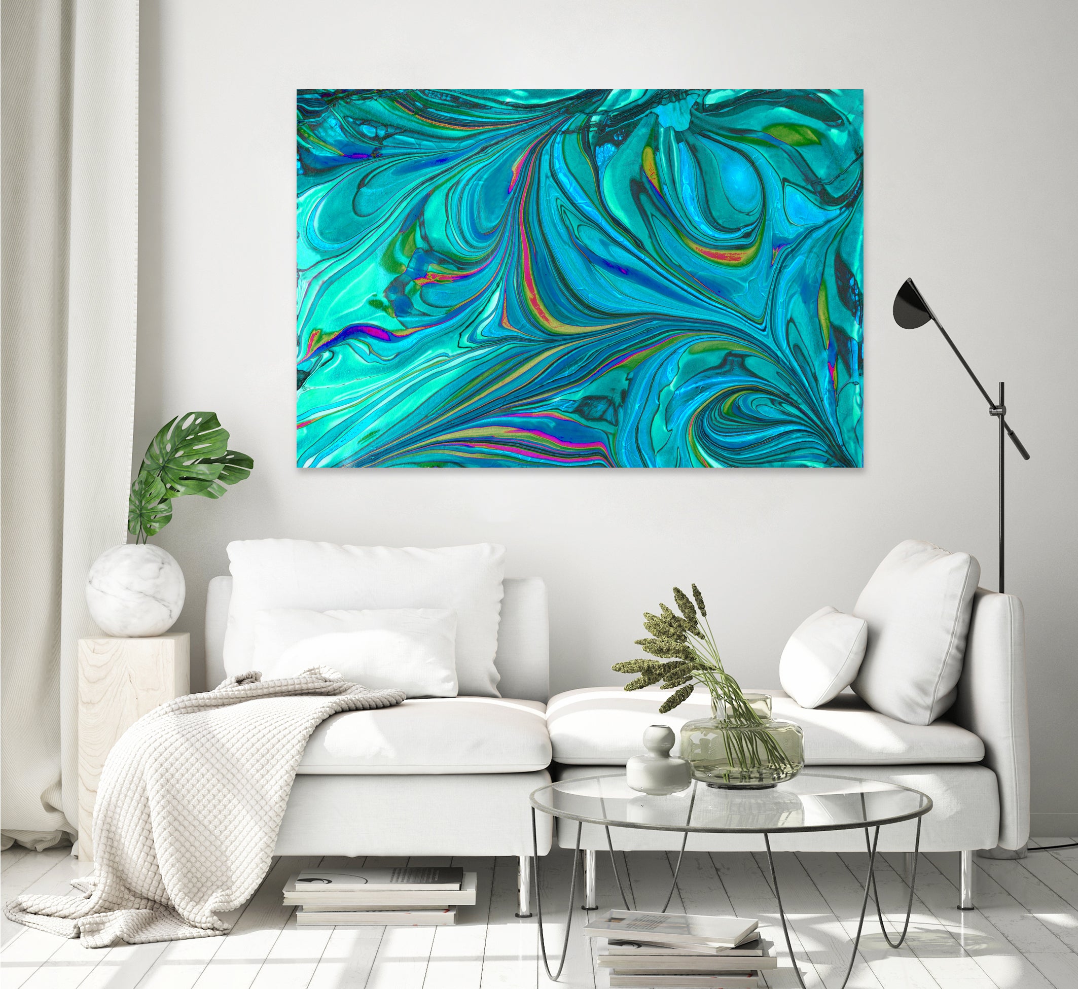 Original Marble Texture - Hip Cyan Magic by Andrea Pinter on GIANT ART - blue digital painting