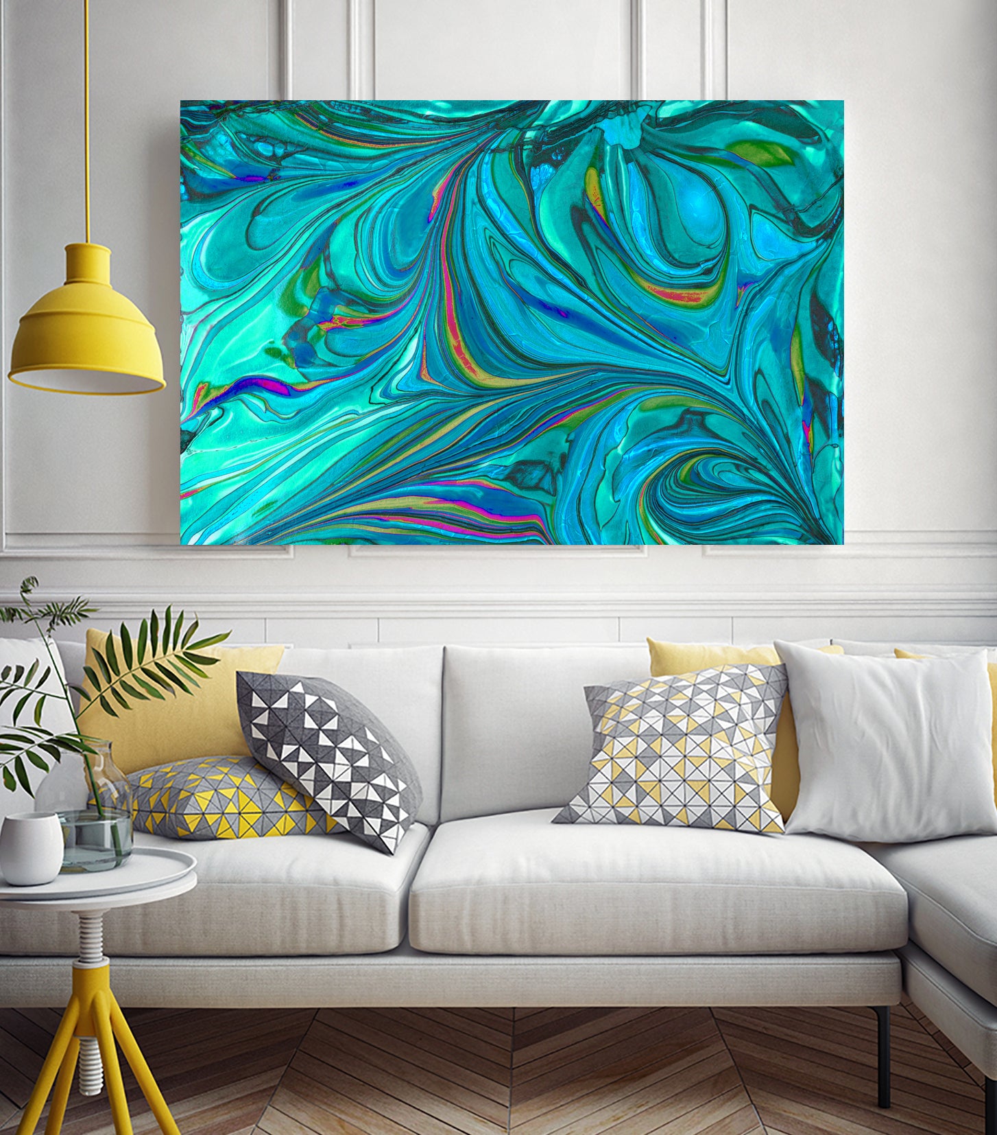 Original Marble Texture - Hip Cyan Magic by Andrea Pinter on GIANT ART - blue digital painting