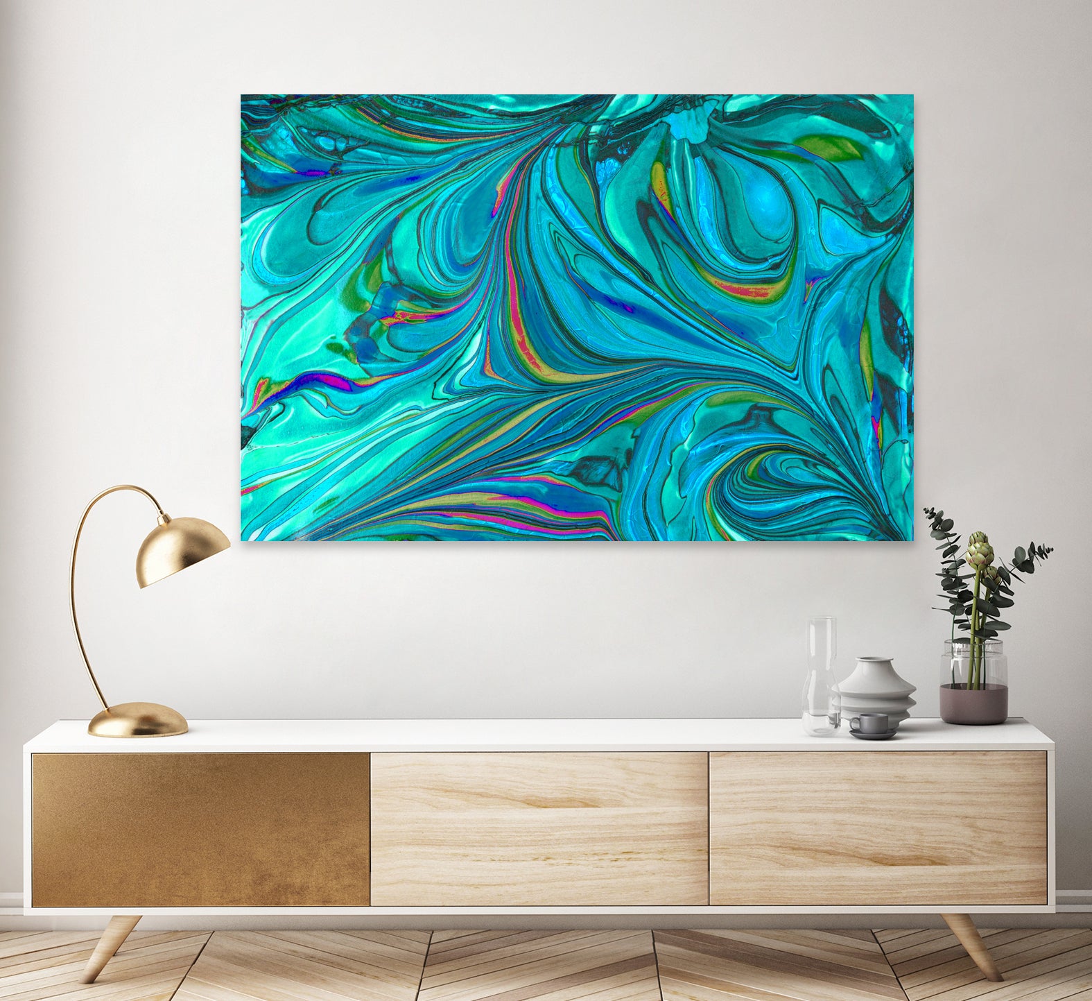 Original Marble Texture - Hip Cyan Magic by Andrea Pinter on GIANT ART - blue digital painting