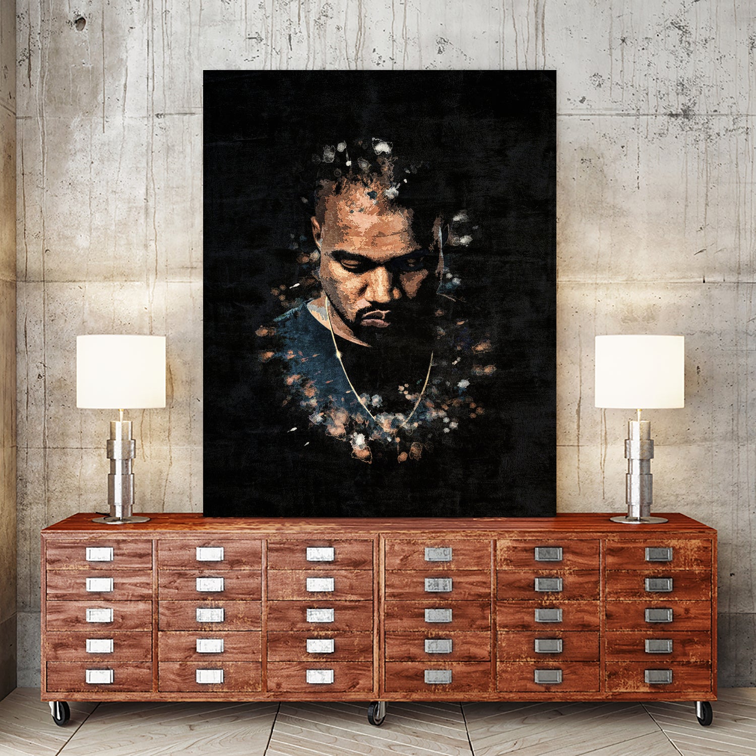 Kanye West Splatter Painting by Jurijs Permanickis on GIANT ART - black digital painting