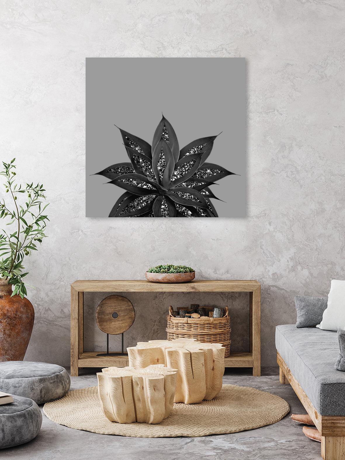 Gray Black Agave with Black Silver Glitter #3 #shiny by Anita & Bella Jantz on GIANT ART - gray photo illustration