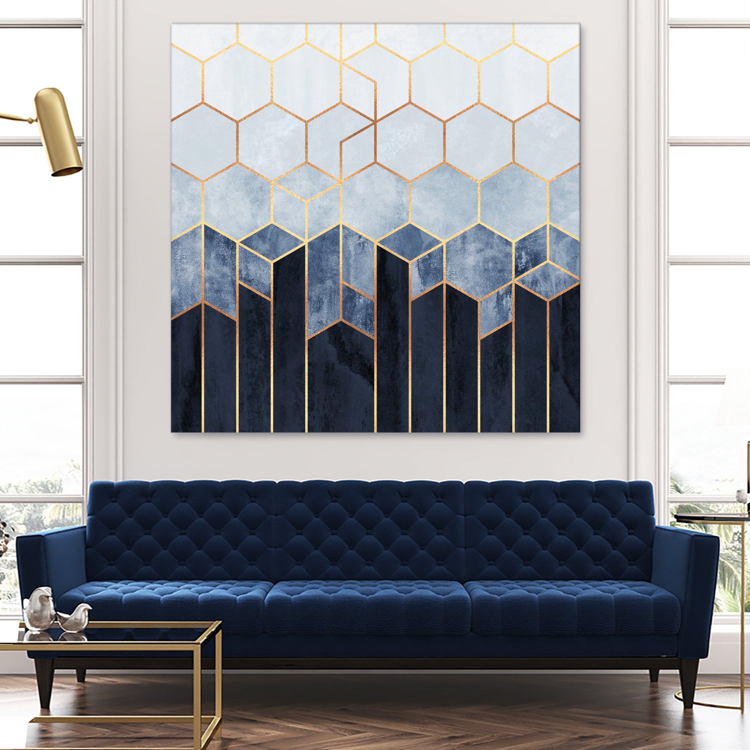 Soft Blue Hexagons by Elisabeth Fredriksson on GIANT ART - blue digital drawing