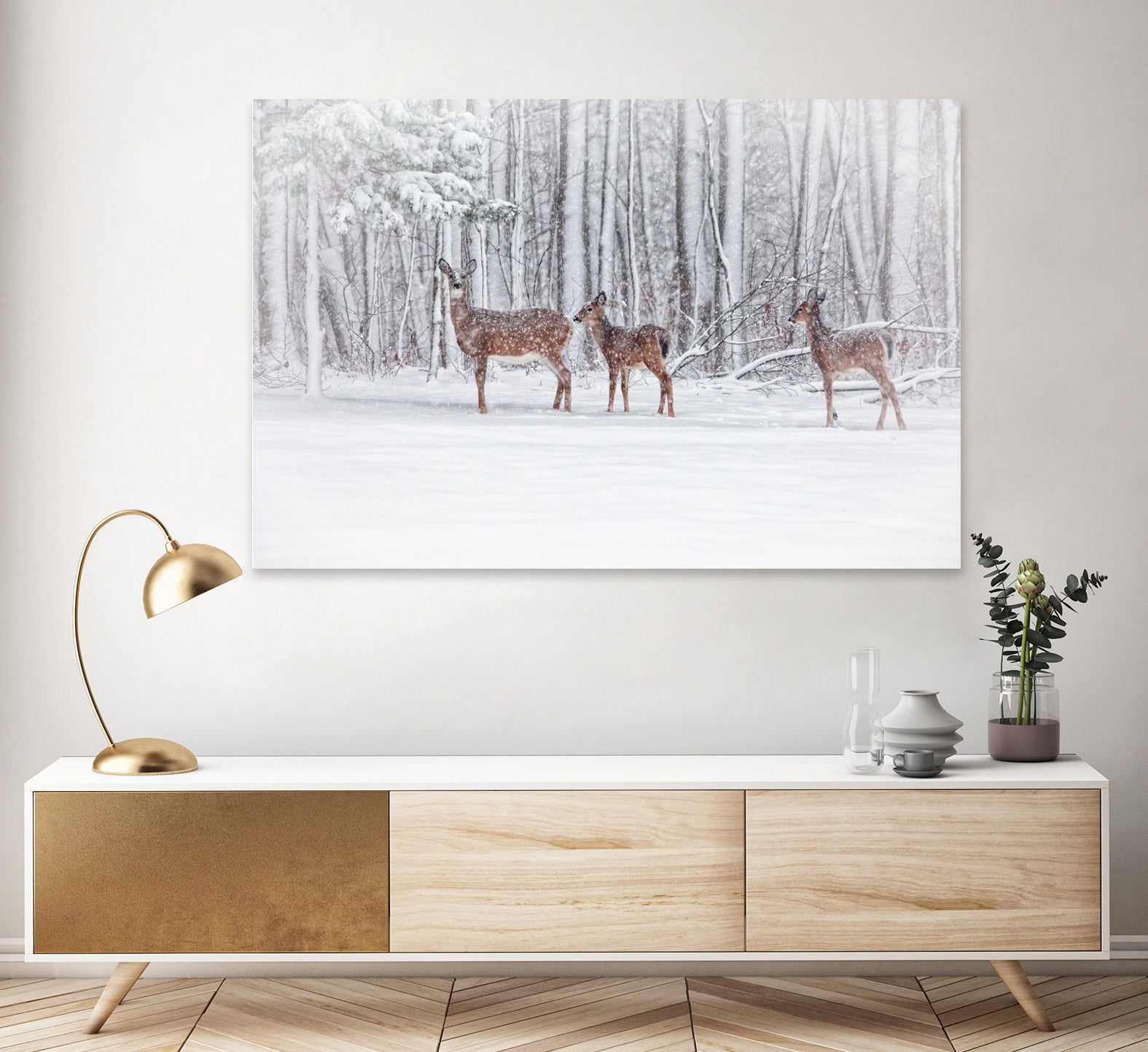 Winter Visits by Karol Livote on GIANT ART - white mixed media