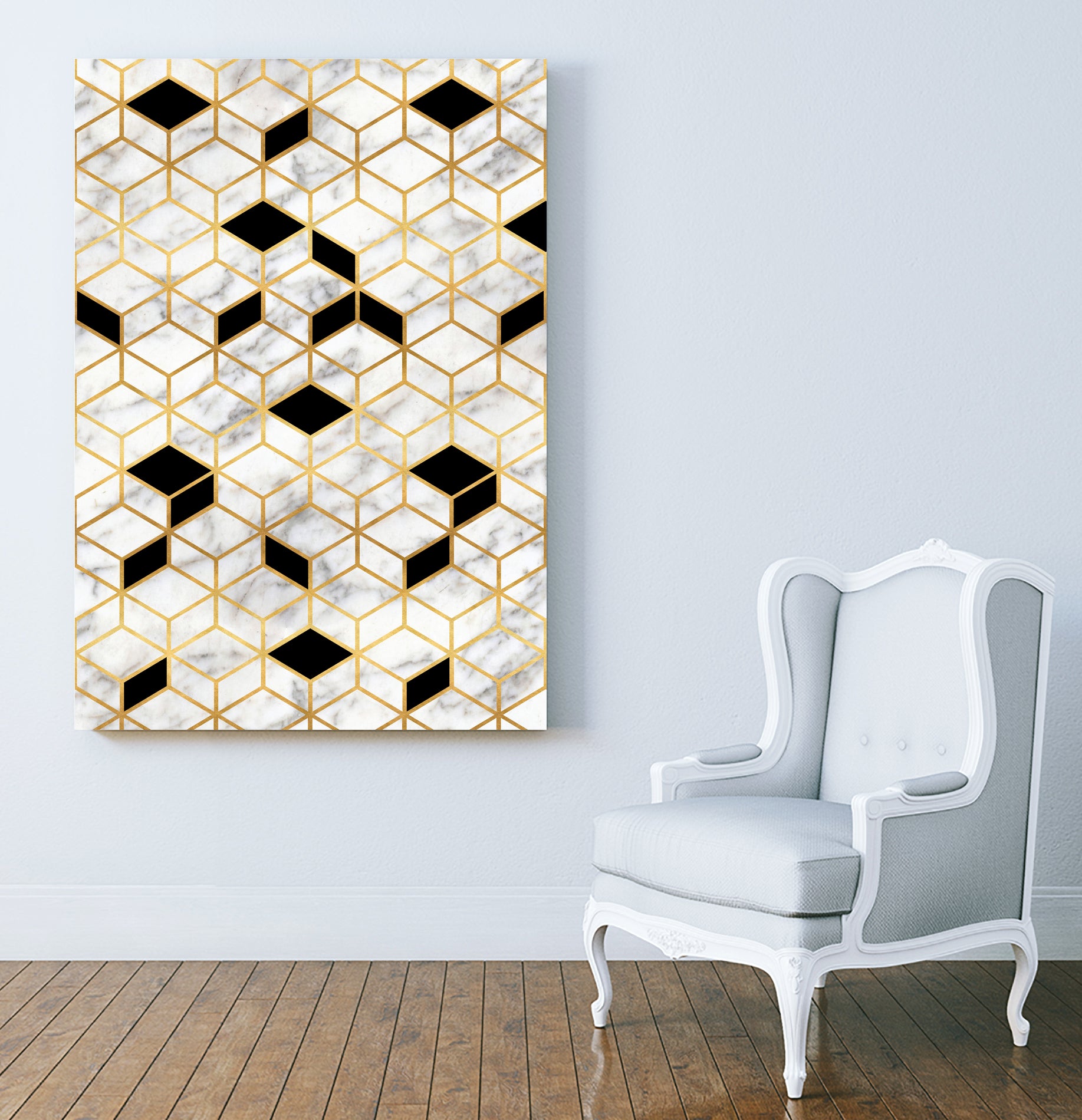 Midcentury Modern Marble Cubes by Christina Shek on GIANT ART - gray digital drawing