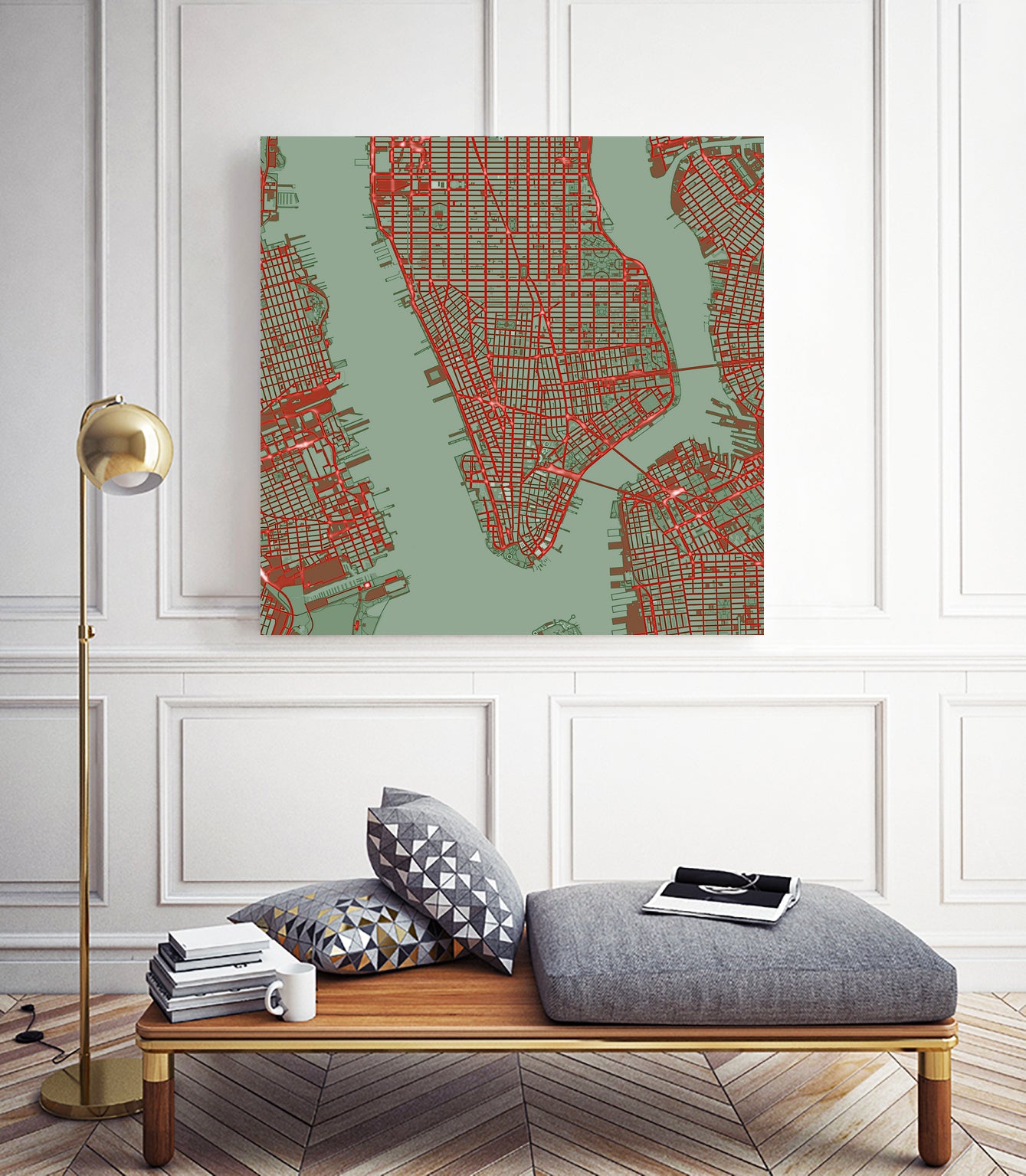 New York city map pop by Javier Ruiz on GIANT ART - green digital drawing