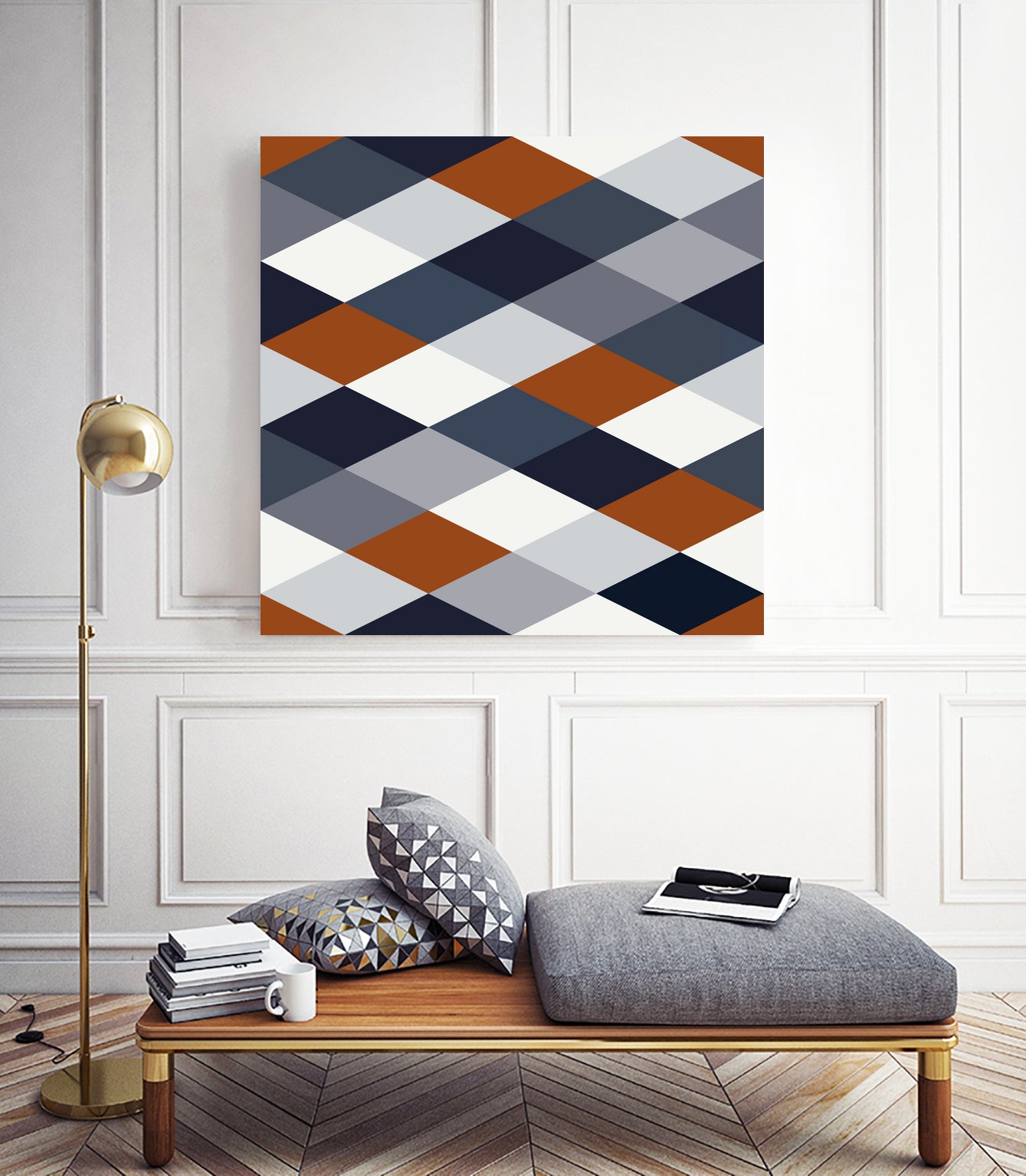 Navy Rust Geometry VIIB by Blerta Karahoda on GIANT ART - blue digital drawing