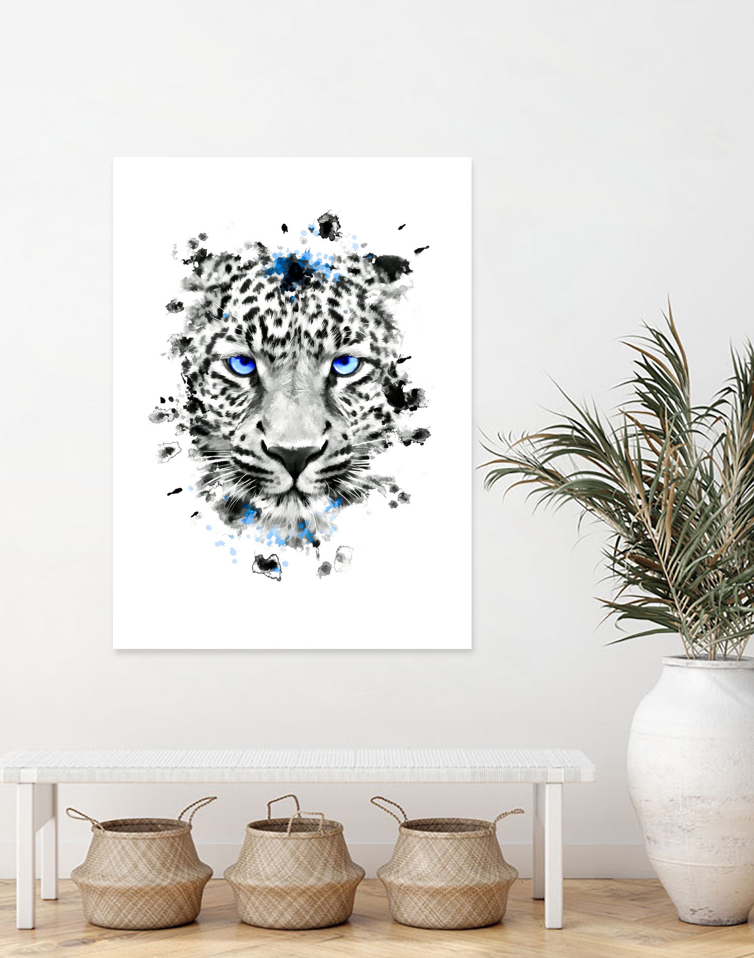 Leopard with blue eyes by Jurijs Permanickis on GIANT ART - white digital painting